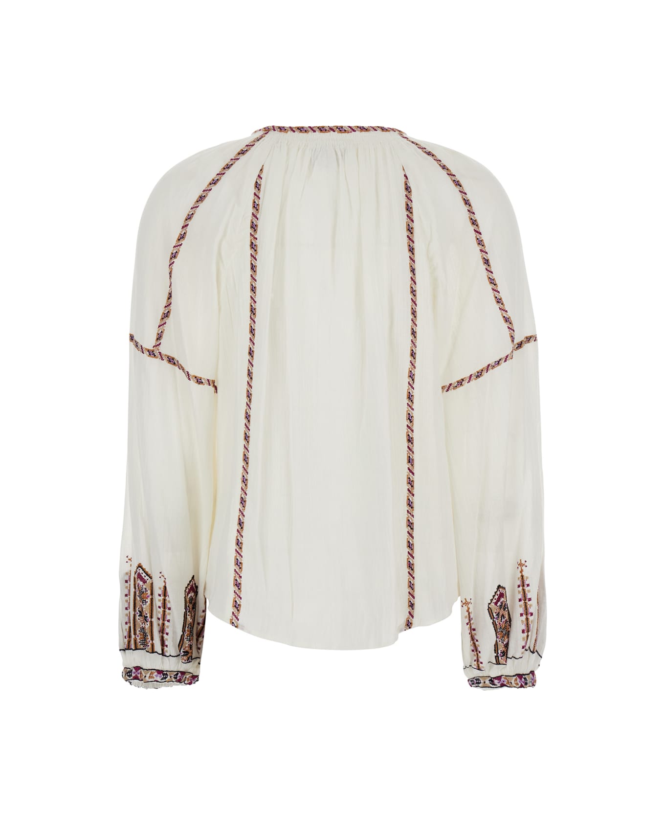 Marant Étoile 'fernanda' White Shirt With Bow Closure On The Front And Bishop Sleeves In Cotton Woman - White
