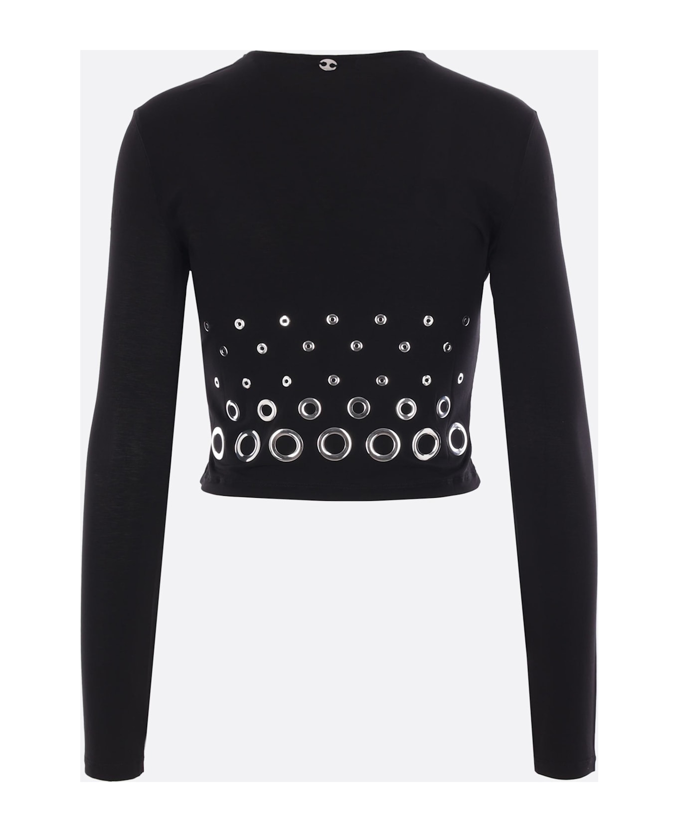 Paco Rabanne Jersey Cropped Top With Eyelets - BLACK