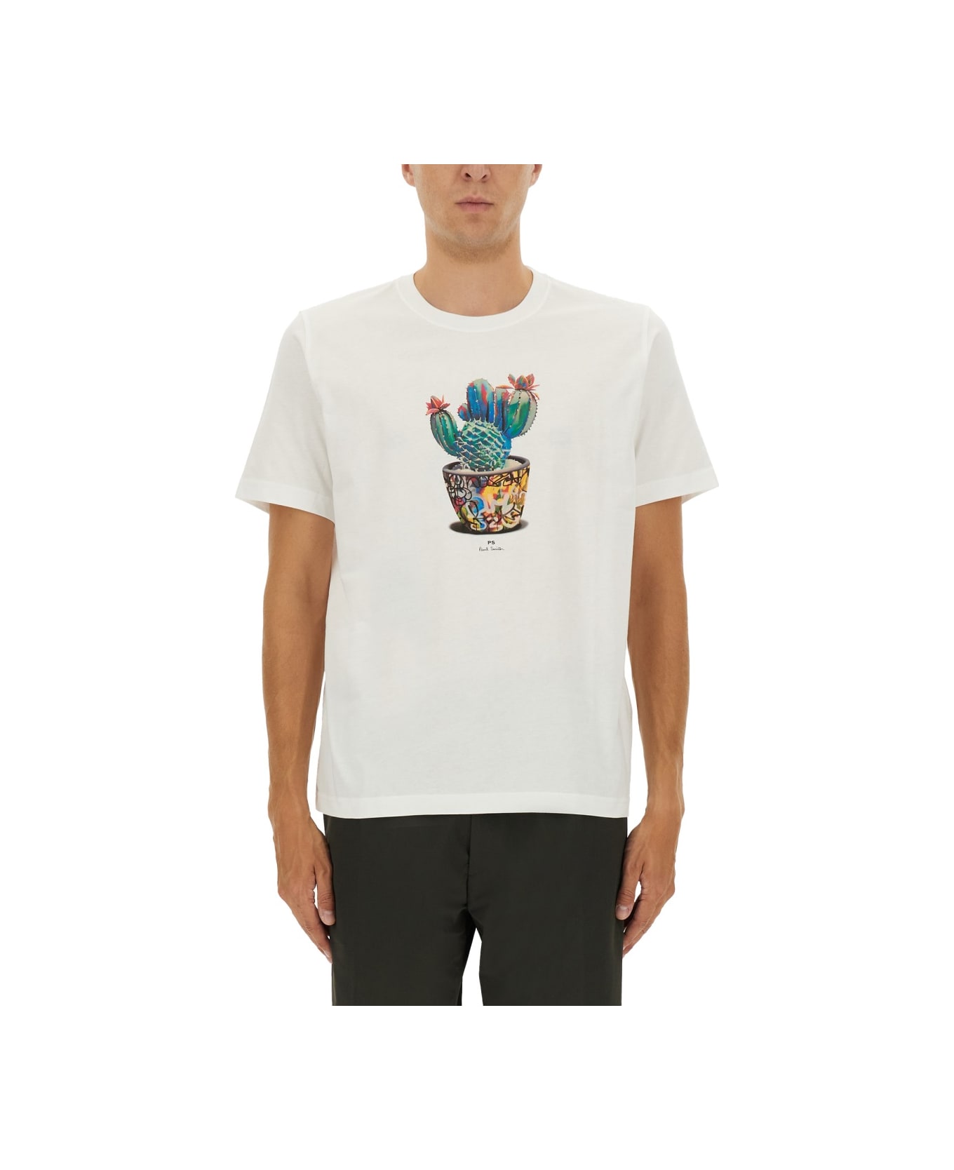 PS by Paul Smith Cactus Print T-shirt - WHITE