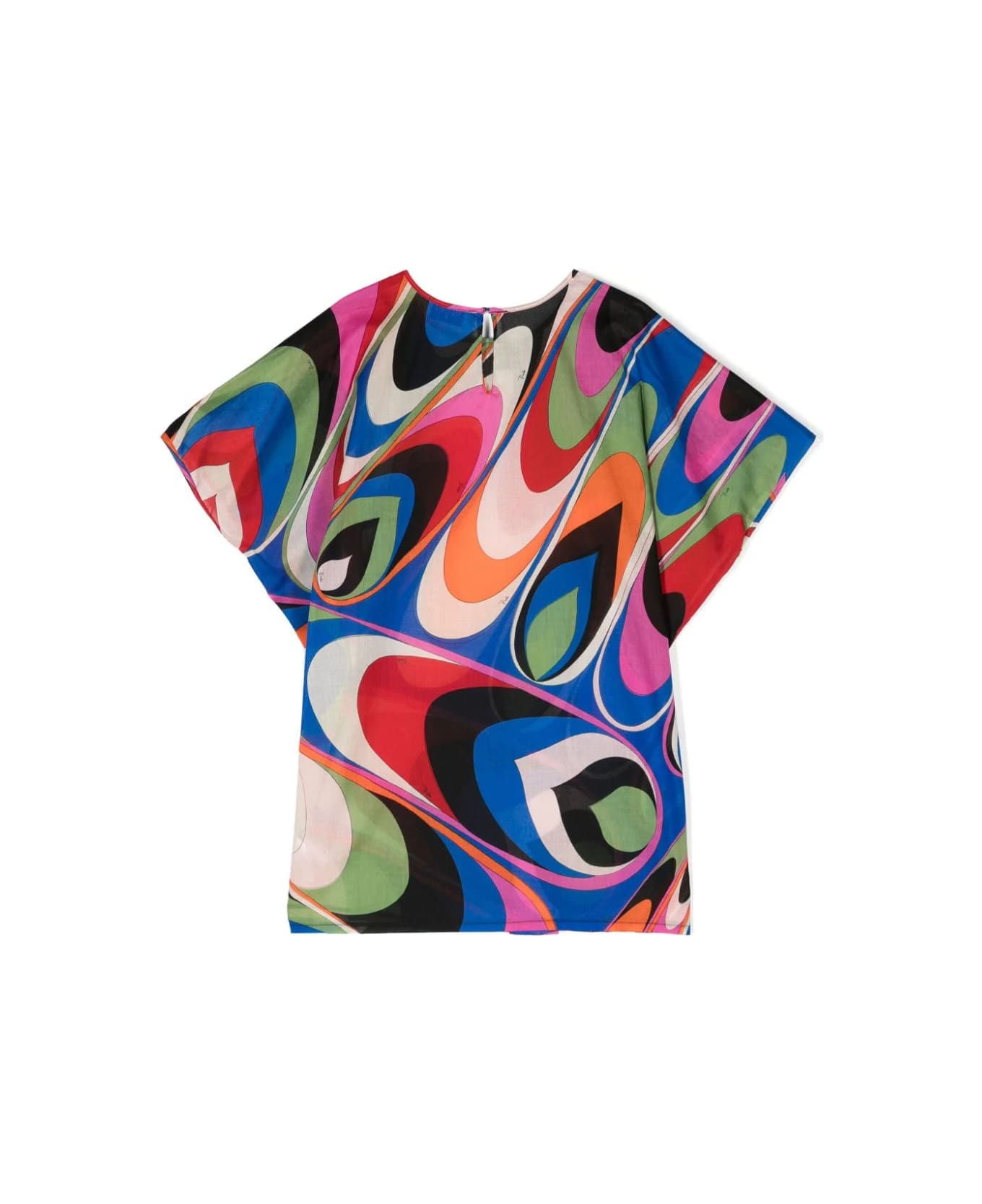 Pucci Multicoloured Waves Print Short Sleeved Dress - Multicolour