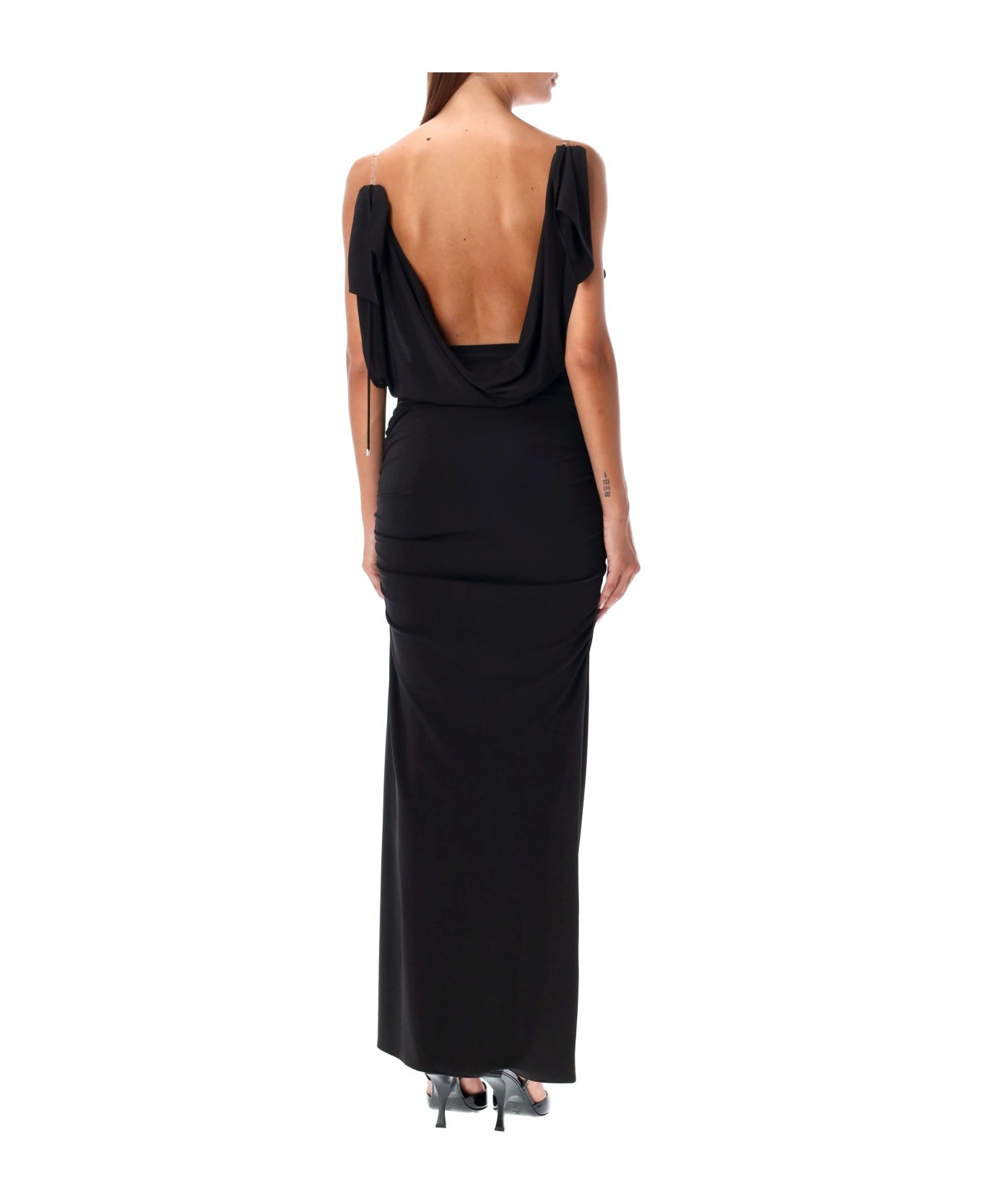 The Attico Long Dress Jersey - Black