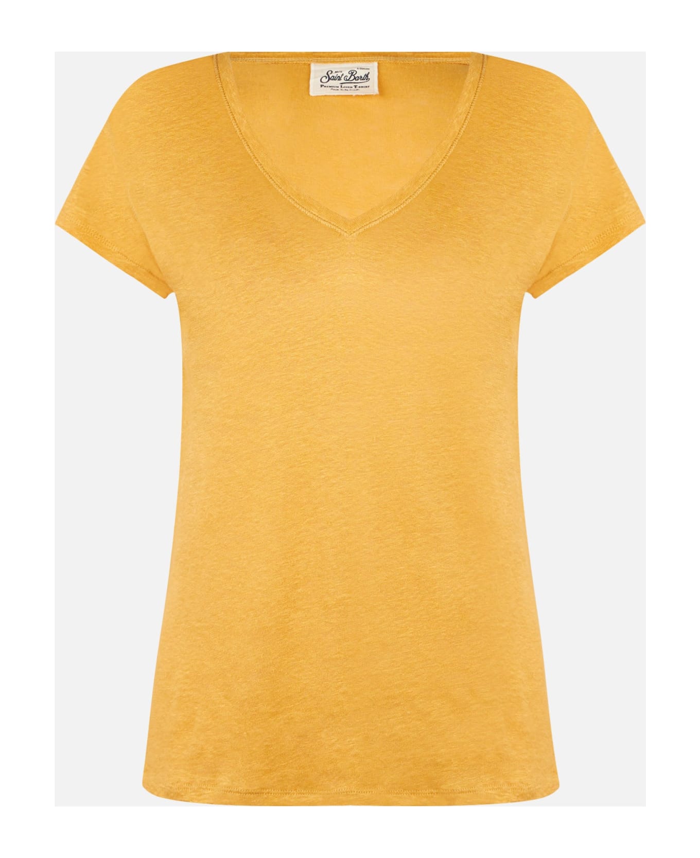 MC2 Saint Barth Woman Ochre Linen T-shirt - YELLOW