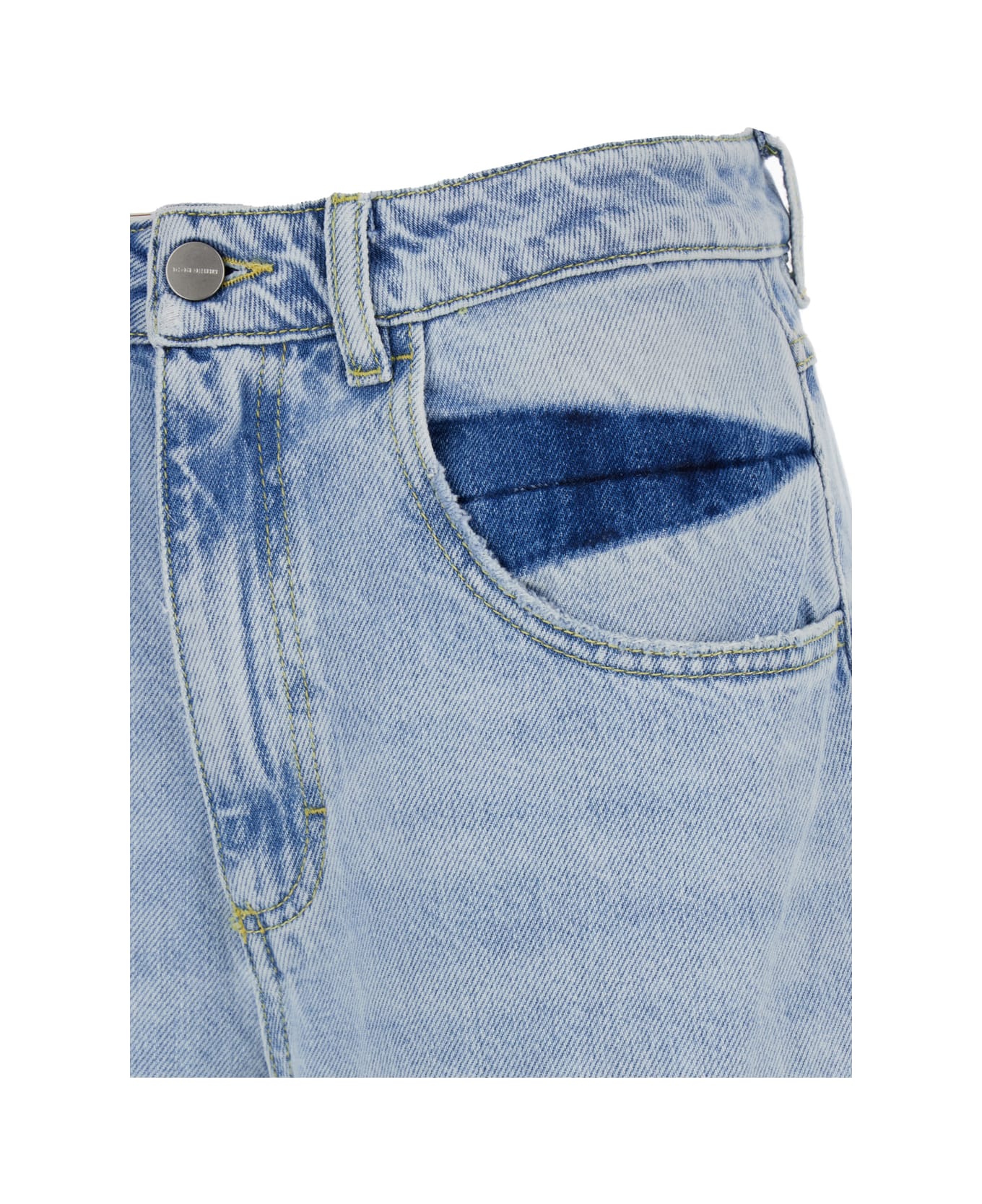 Icon Denim 'poppy' Light Blue Wide Jeans With Cut-out In Cotton Denim Woman - Blue