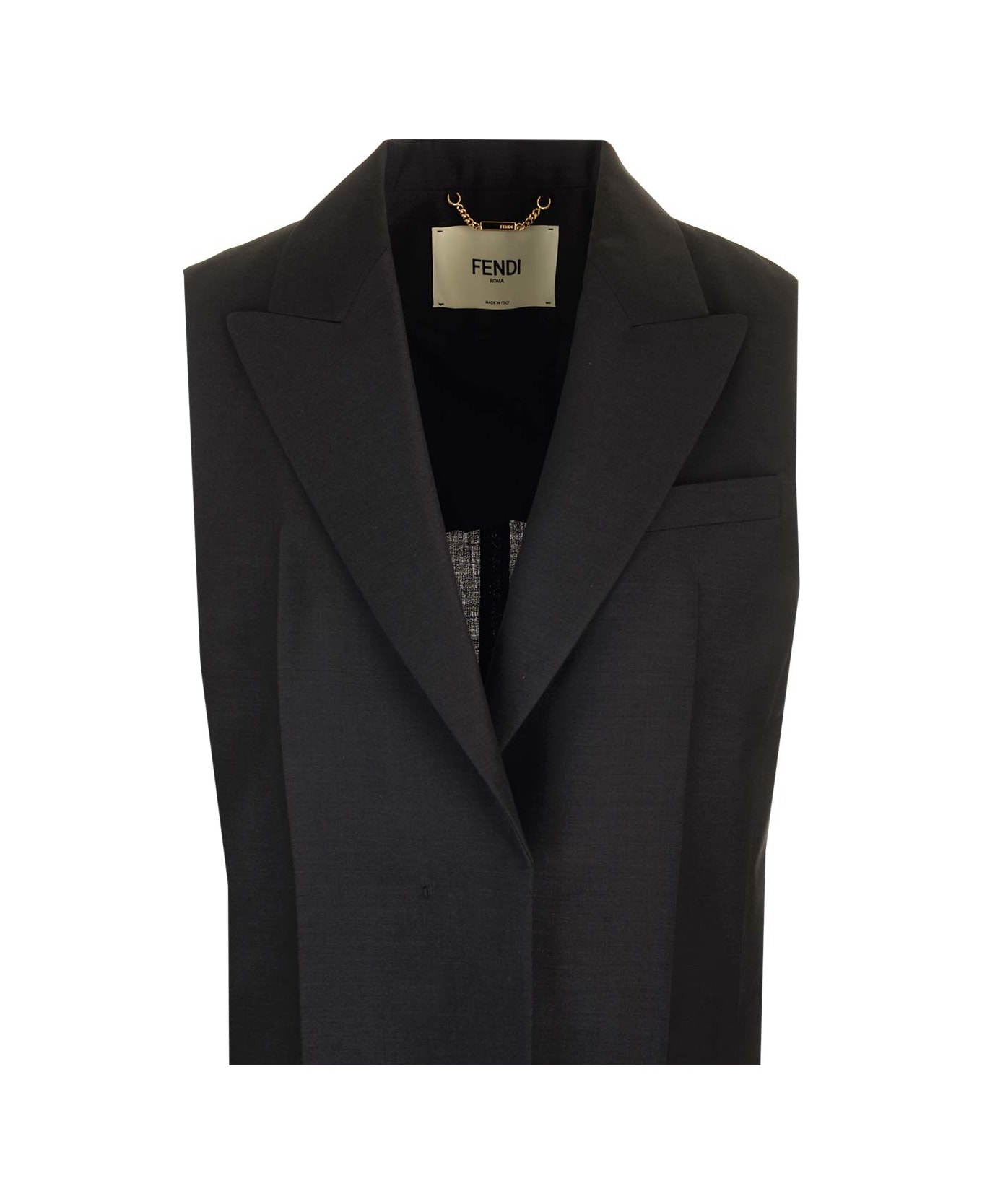 Fendi Black Mohair And Wool Vest - Gme Black