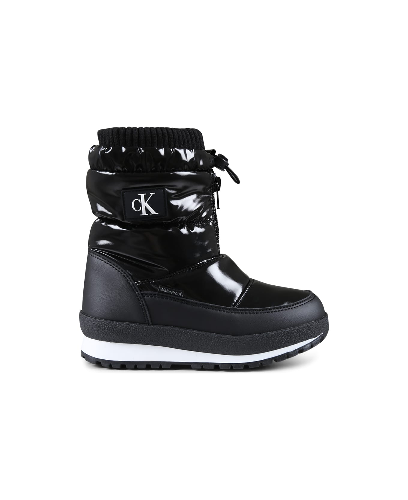 Calvin Klein Black Snow Boots For Kids With Logo - Black