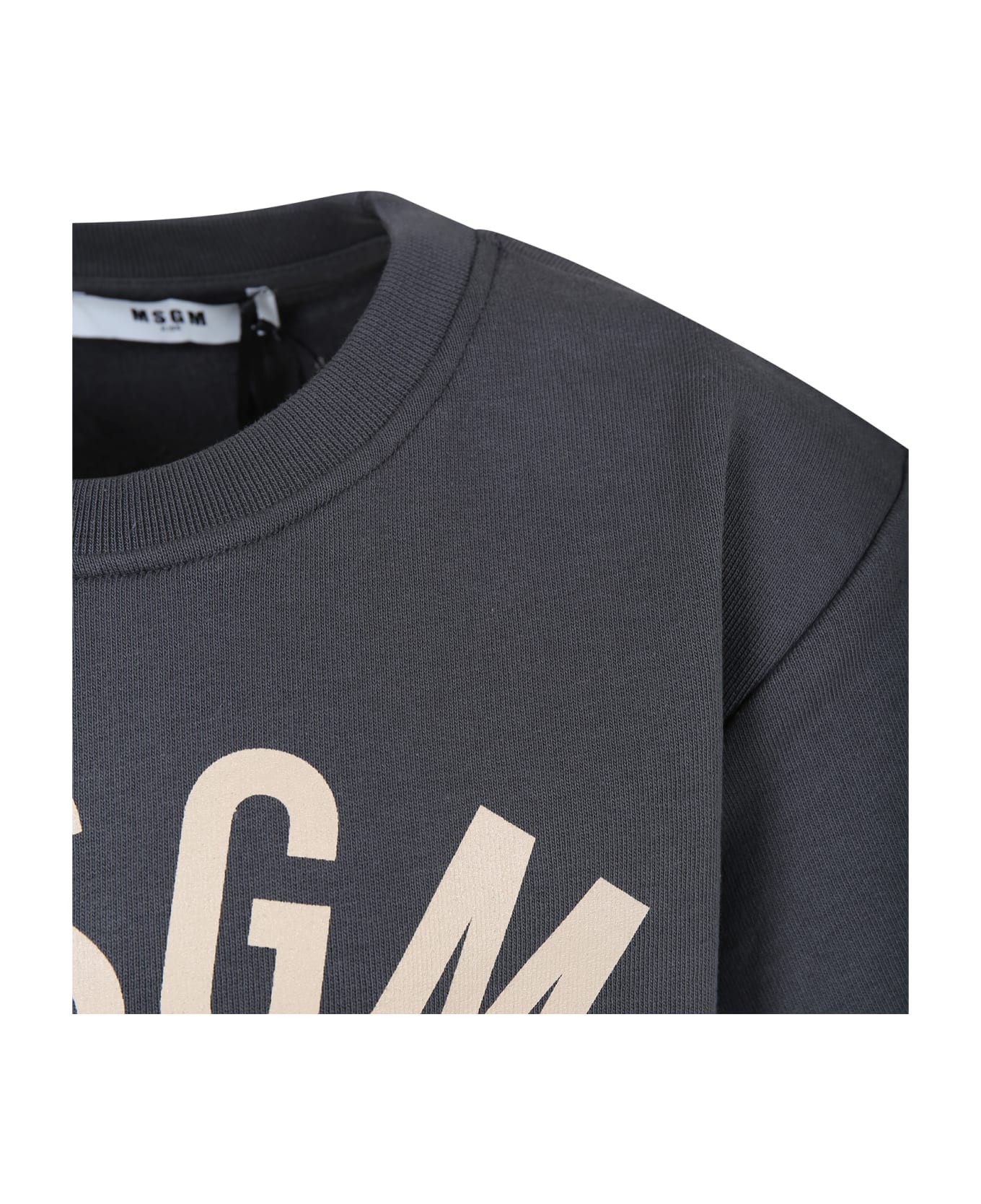 MSGM Grey Sweatshirt For Boy With Logo ニットウェア＆スウェットシャツ