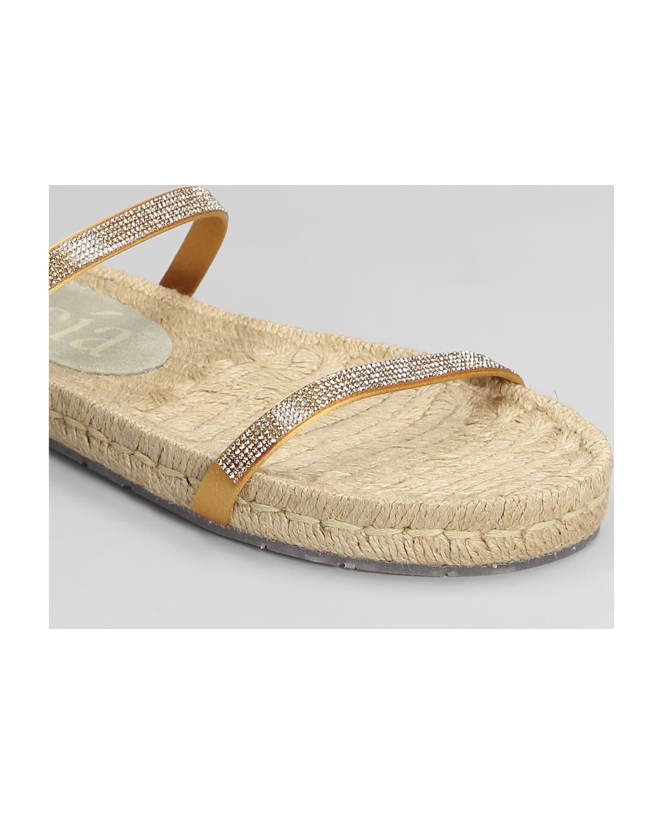 Pedro Garcia Janna Flats In Gold Satin - gold