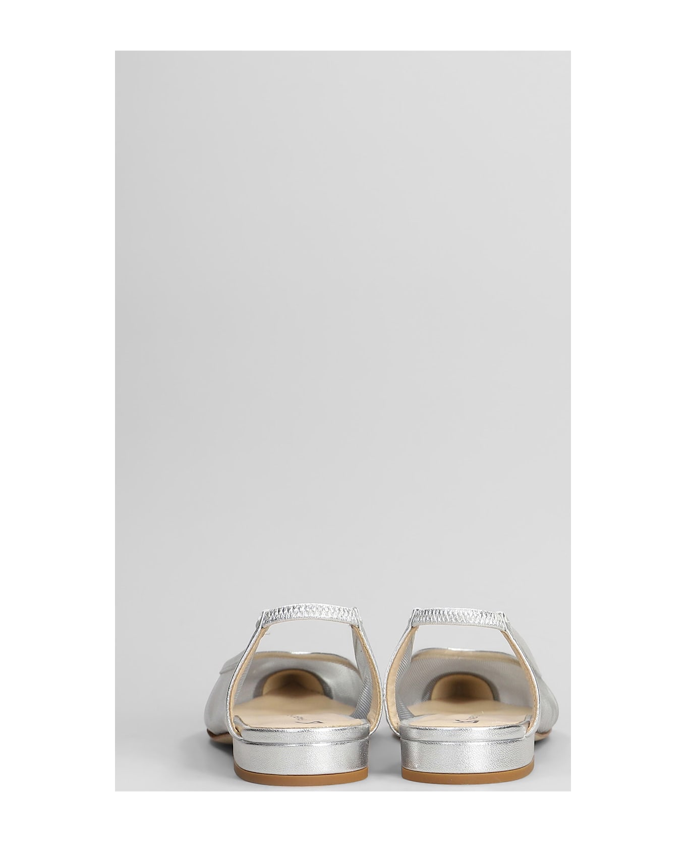 Fabio Rusconi Ballet Flats In Silver Leather And Fabric - silver