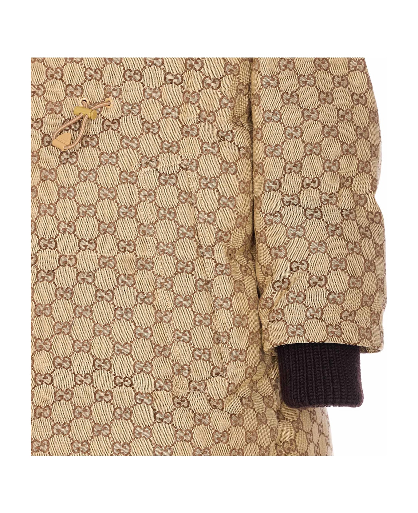 Gucci Gg Allover Long Bomber - Brown