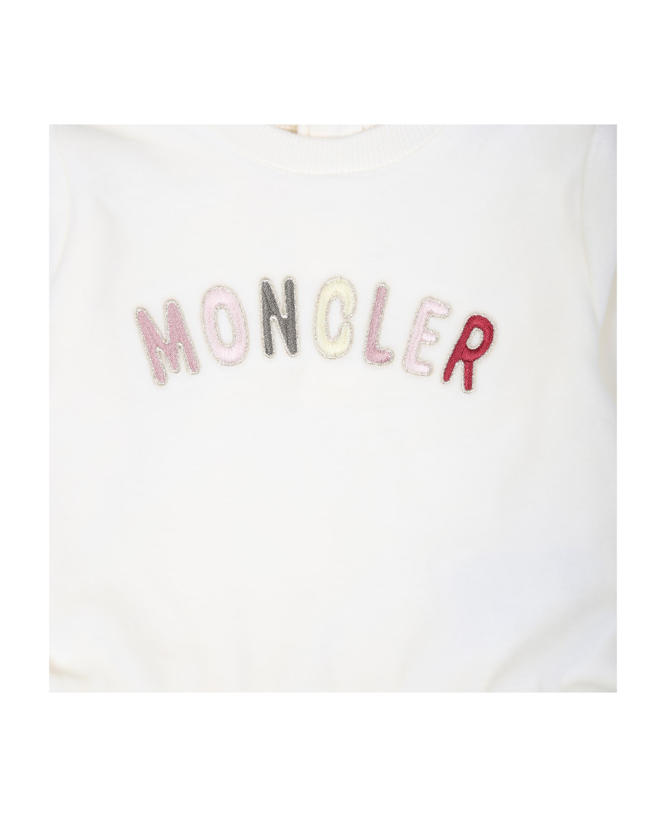 Moncler Ivory Dress For Baby Girl With Logo - Ivory