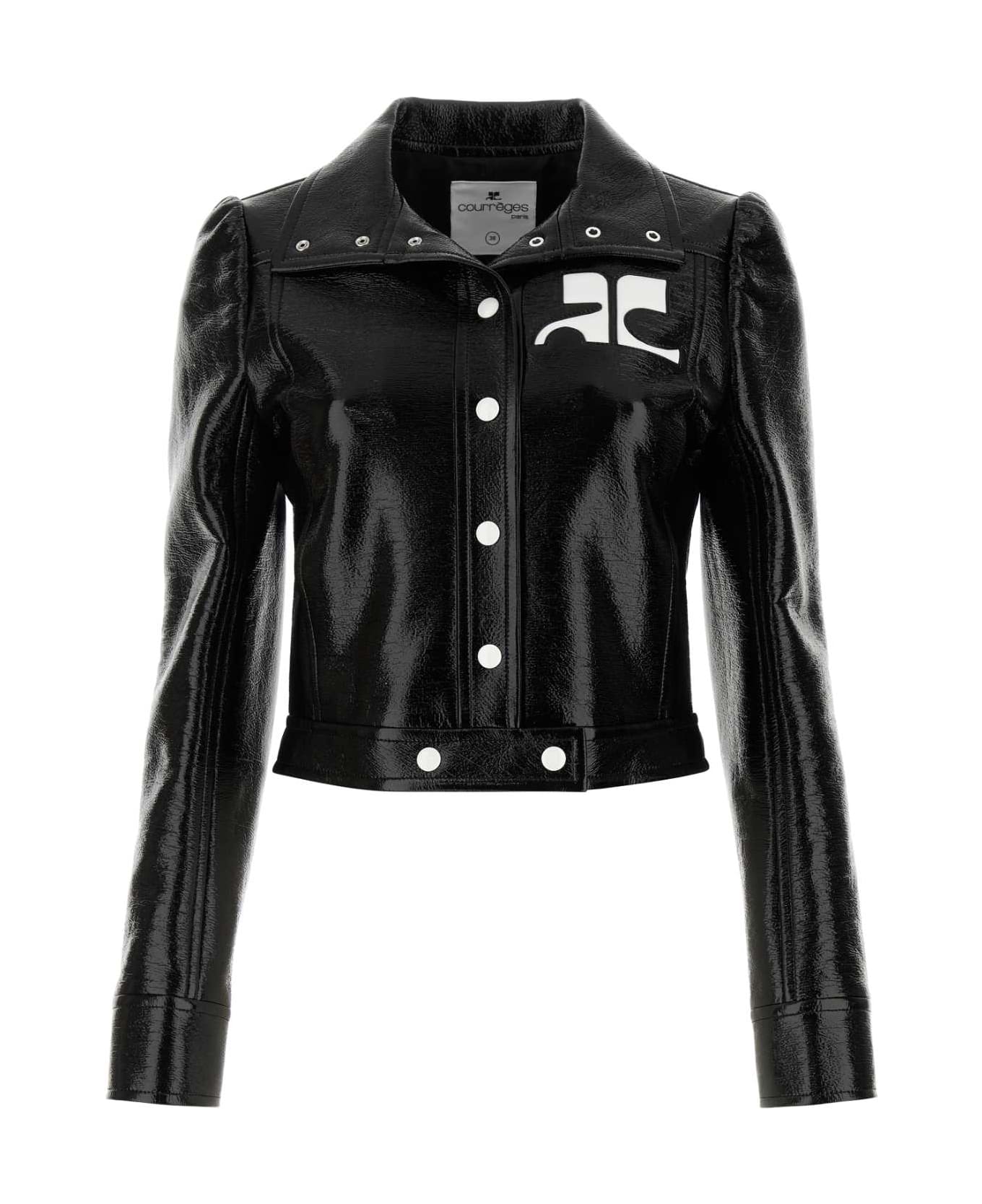 Courrèges Black Vinyl Blazer - Black