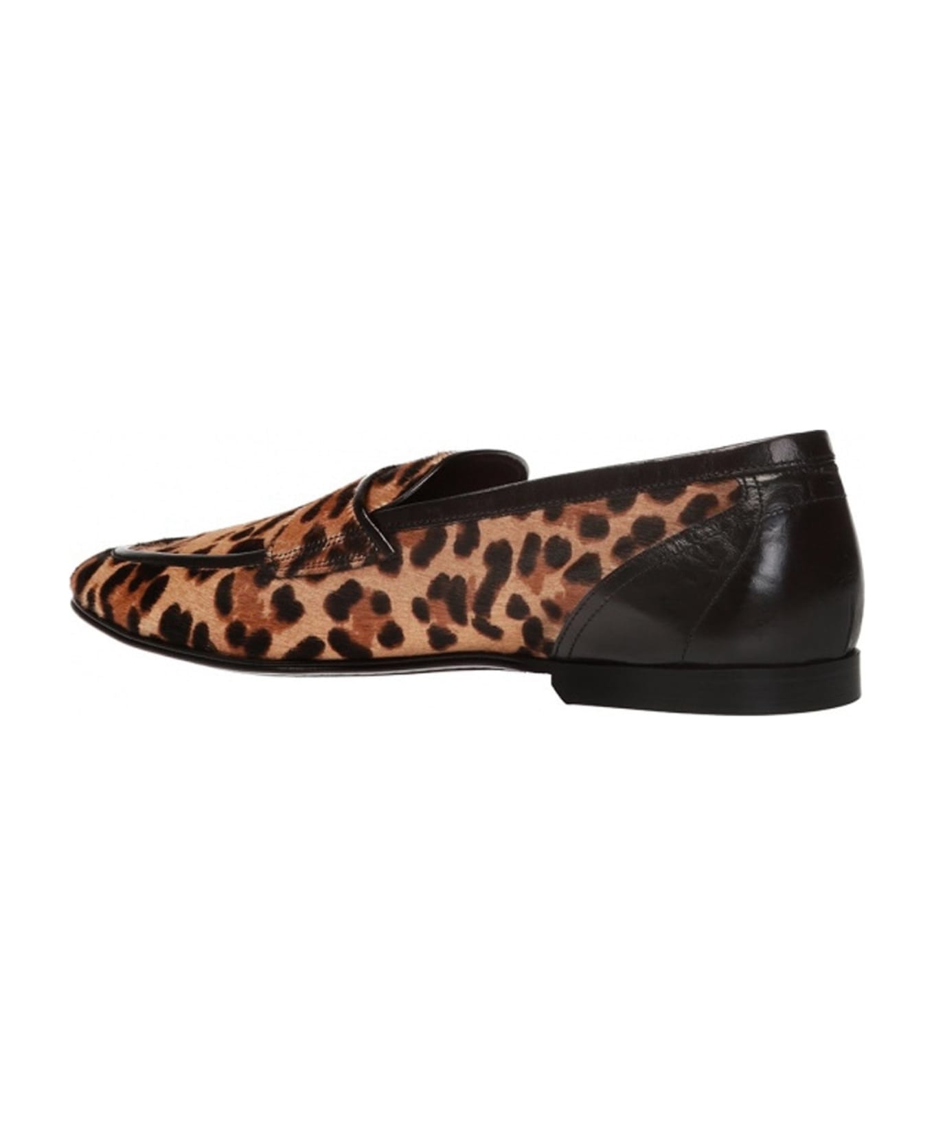 Dolce & Gabbana Leopard Print Pony Hair Loafers - Brown