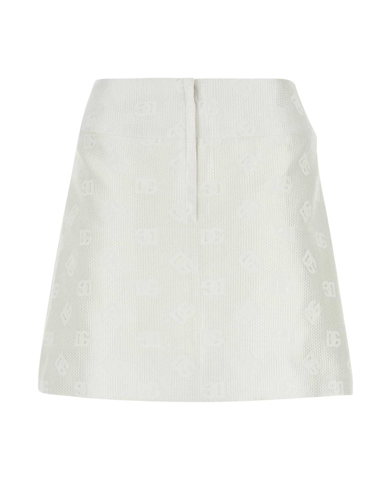 Dolce & Gabbana White Jacquard Mini Skirt - BIANCONATURALE
