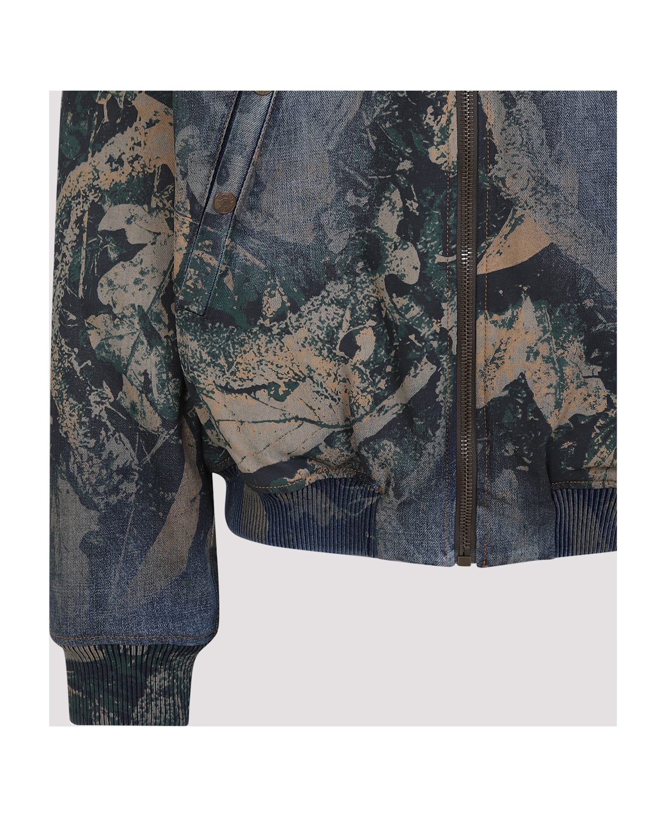 Acne Studios Denim Bomb Jacket With Camo Details - Brown