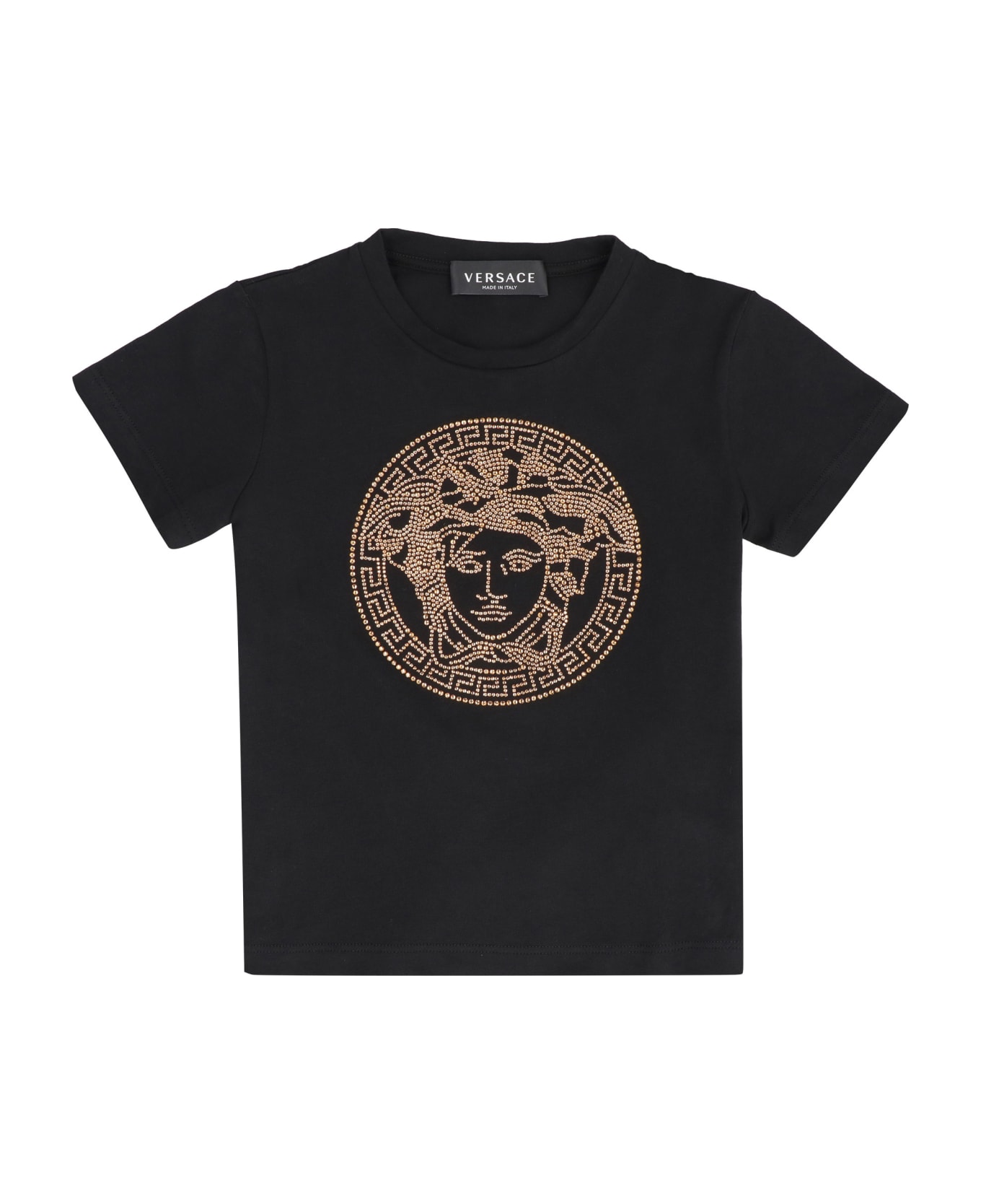 Young Versace Medusa Print Cotton T-shirt - black