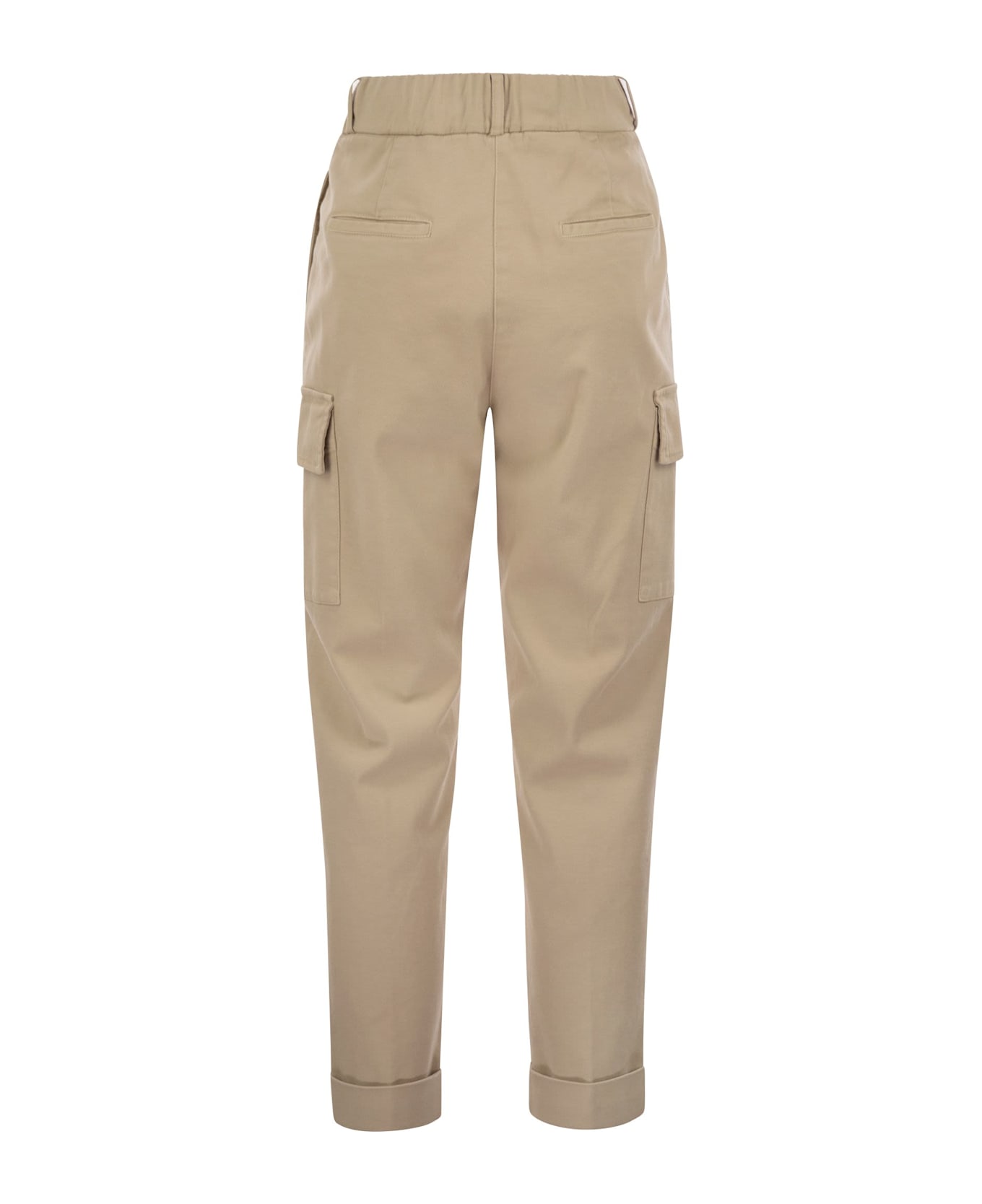 Peserico Cargo Carrot Trousers In Cotton Gabardine - Light Brown