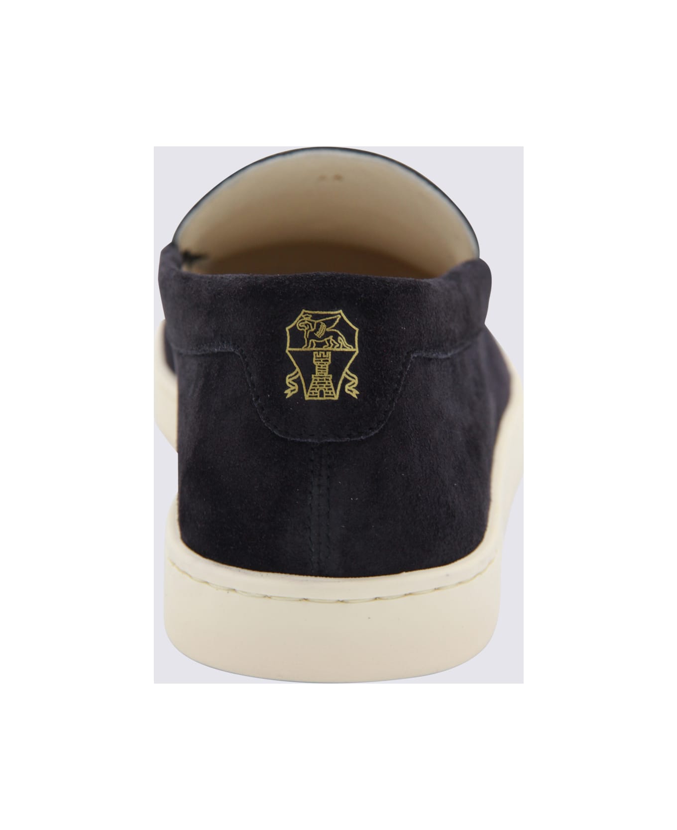 Brunello Cucinelli Navy Leather Sneakers - Blue ローファー＆デッキシューズ