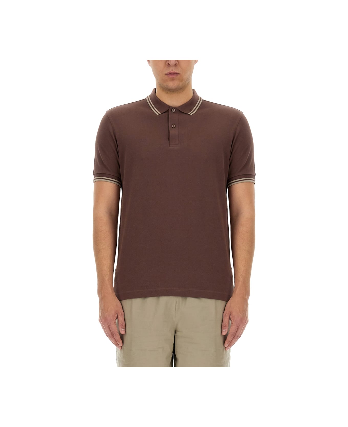 Fred Perry Polo With Logo Embroidery - BROWN