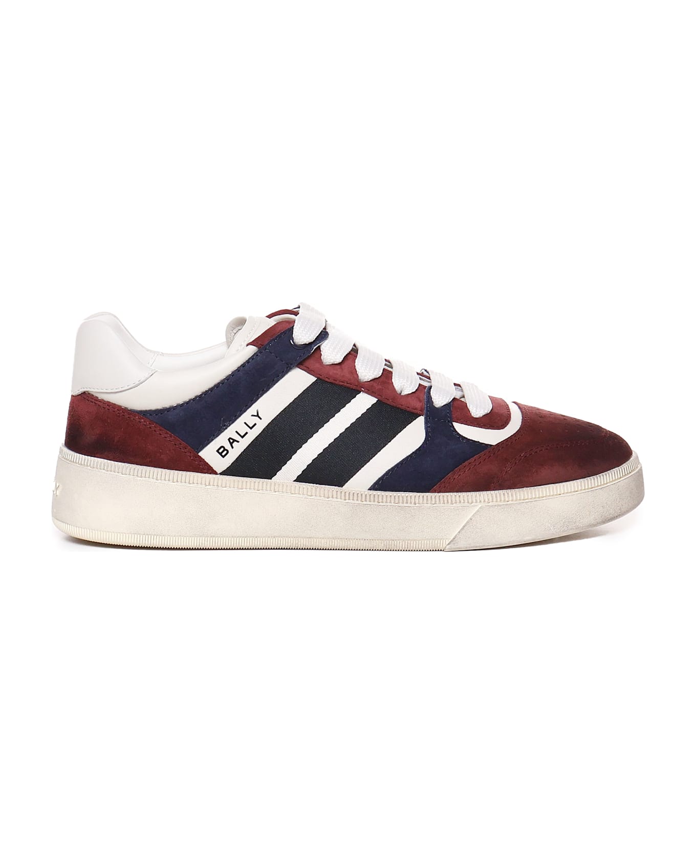 Bally Sneakers In Suede And Calfskin - BURGUNDY, white, black