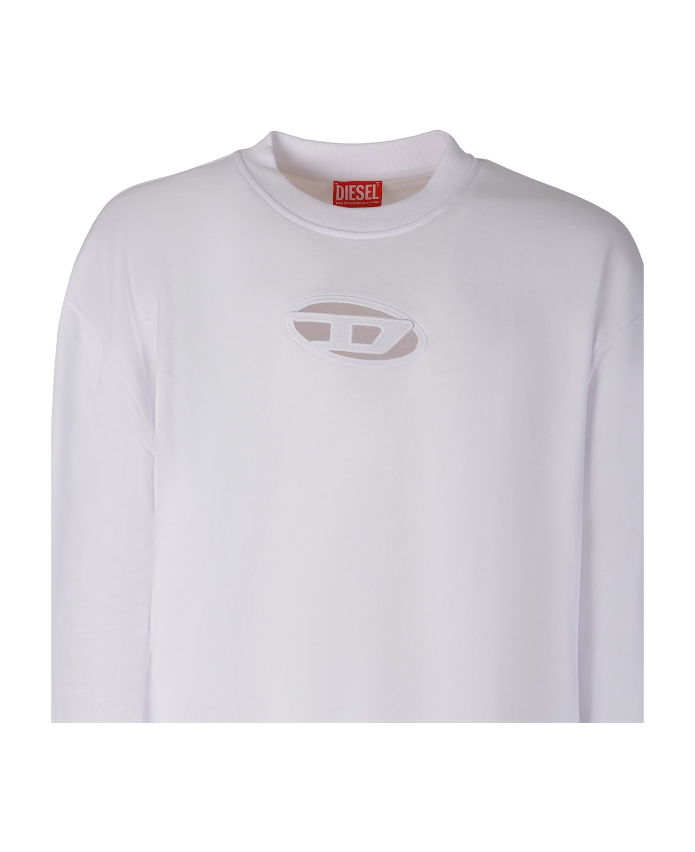 Diesel Cut-out Oval D Logo Sweatshirt - White