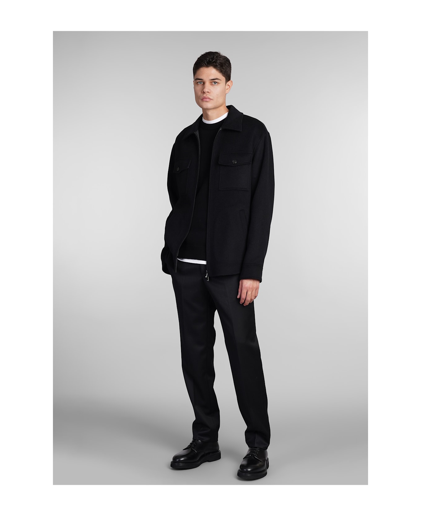 Theory Casual Jacket In Black Wool - black