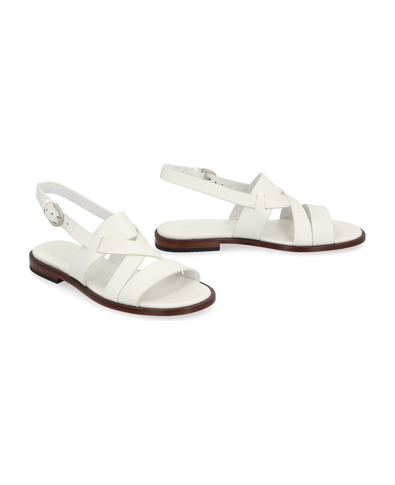Doucal's Tropic Leather Sandals - White