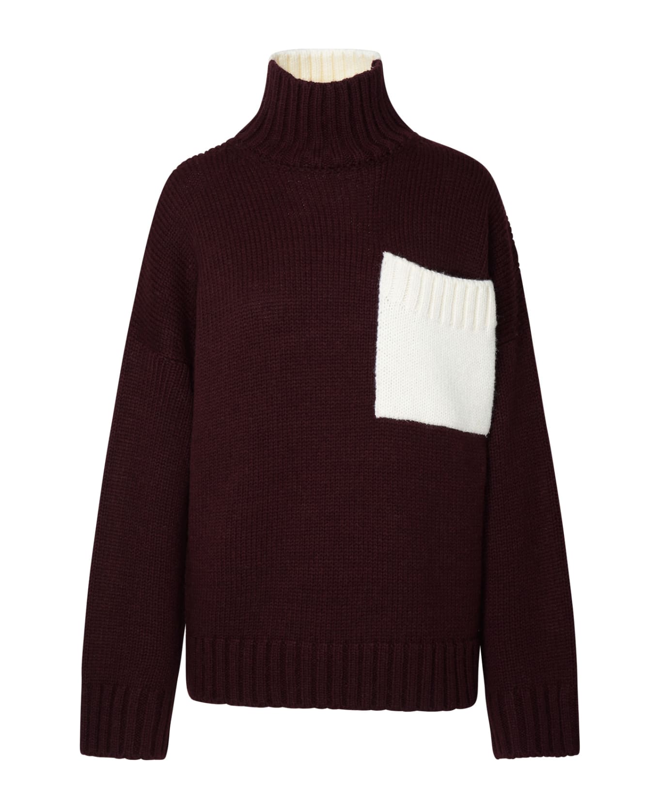 J.W. Anderson Two-tone Turtleneck Sweater In Alpaca Blend - Bordeaux