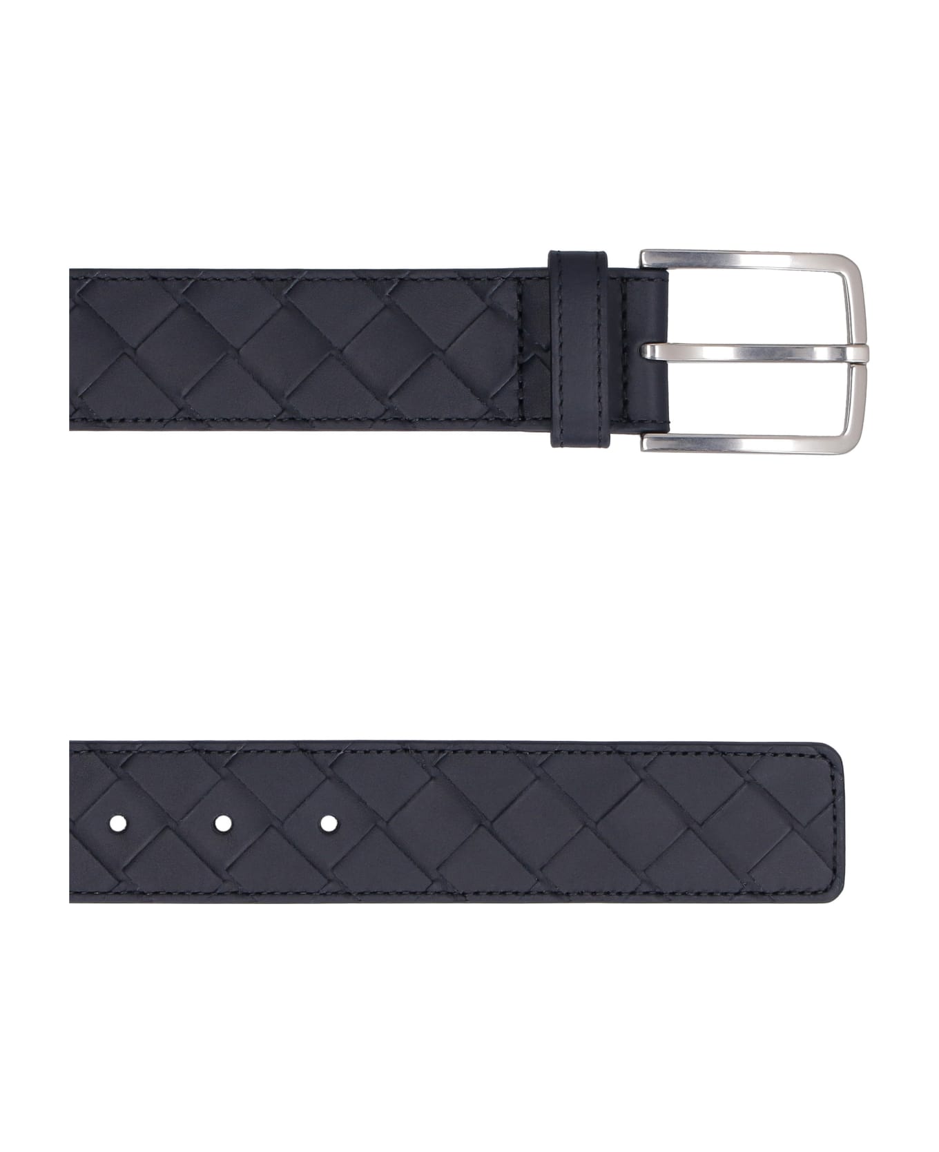 Bottega Veneta Intrecciato Motif Leather Belt - Space silver