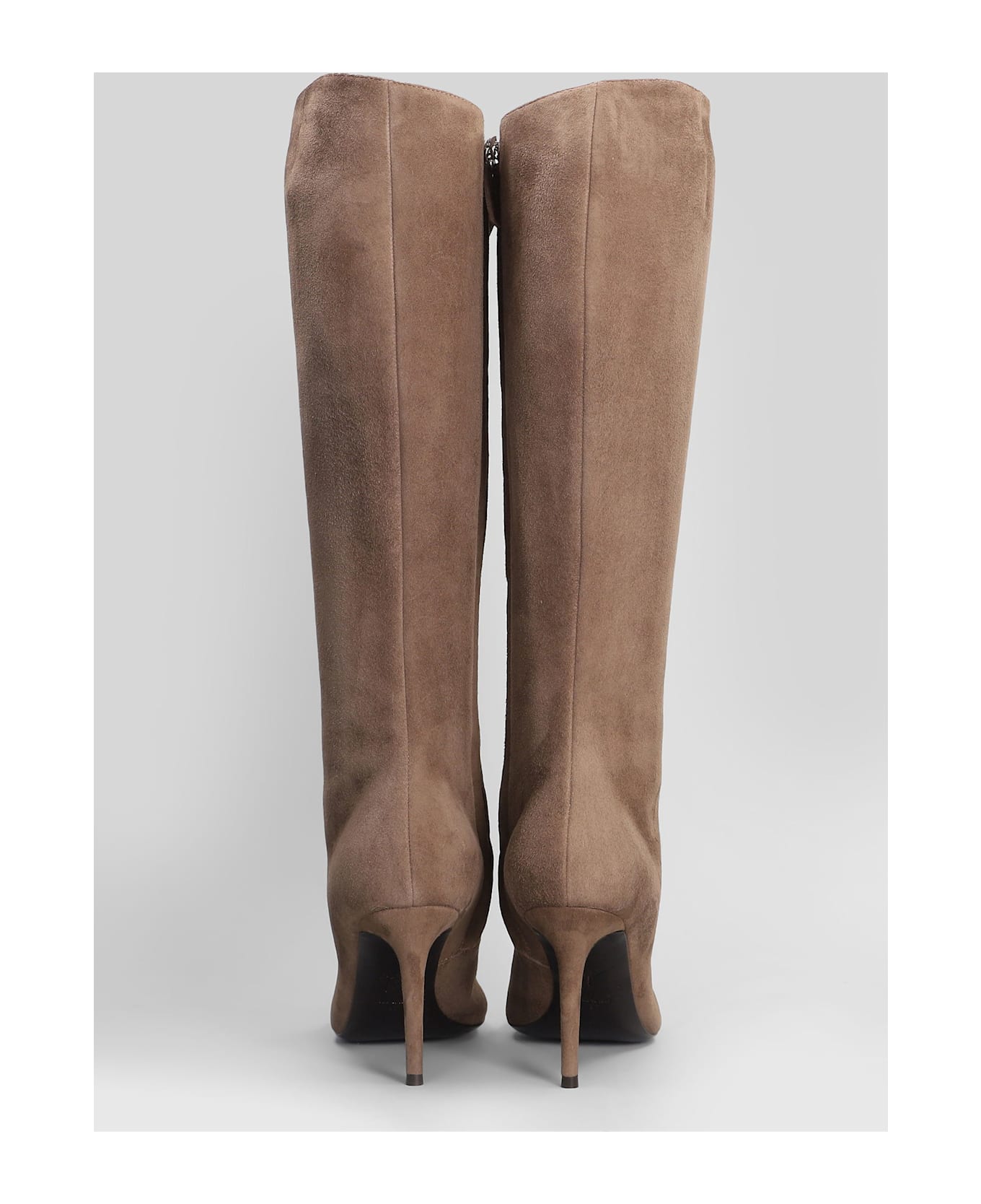 Giuseppe Zanotti Raquel 85 High Heels Boots In Taupe Suede - taupe