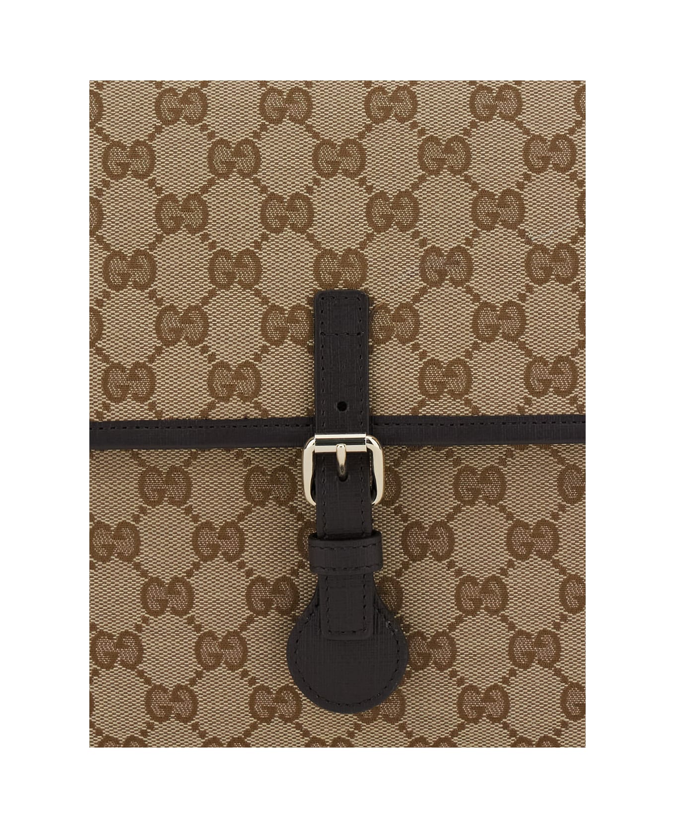 Gucci Beige Crossbody Bag With All-over Gg Motif And Web Detail In Fabric Boy - Beige