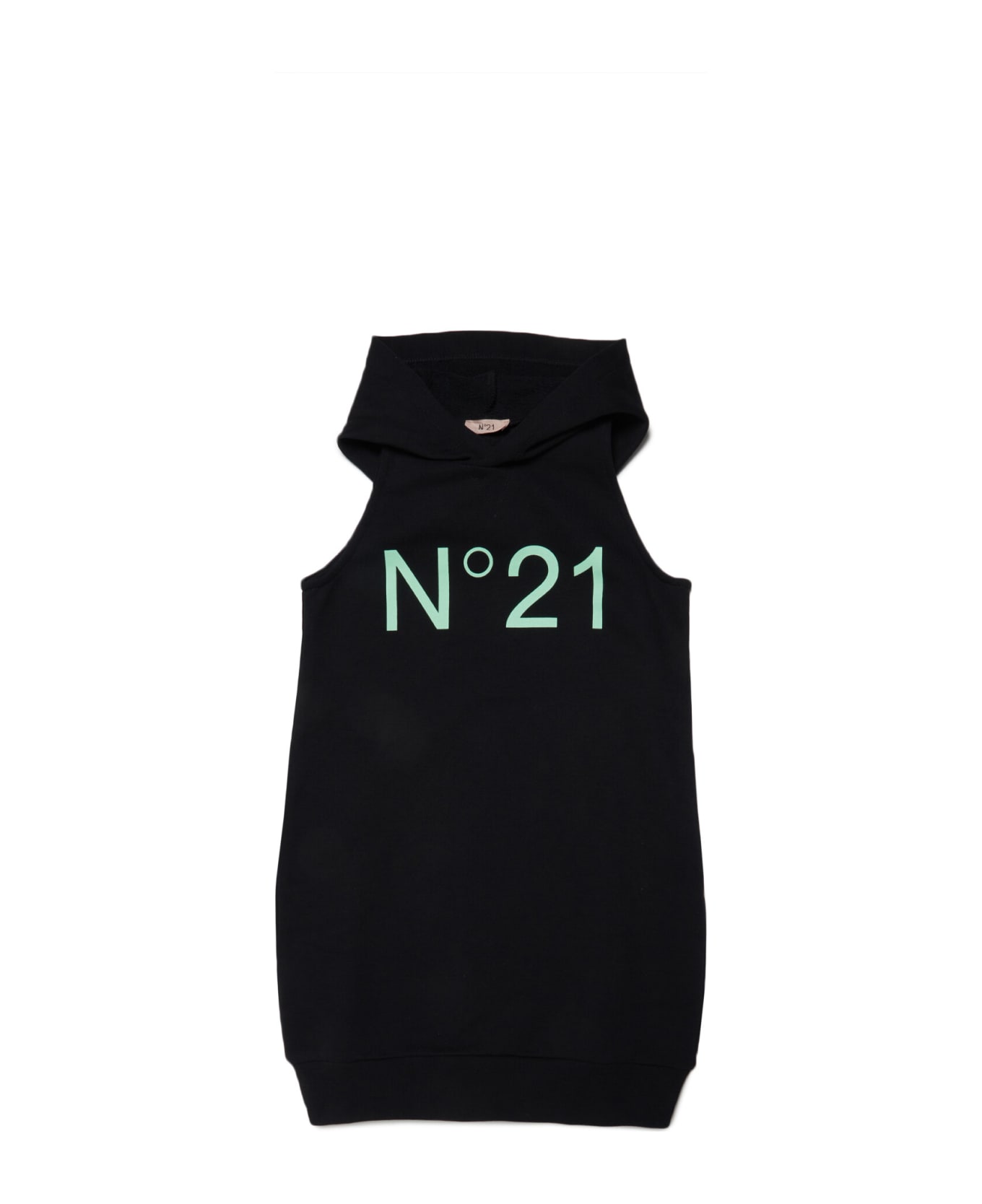 N.21 N21d92f Dress N°21 Black Sleeveless Fleece Dress With Hood And Logo - Black