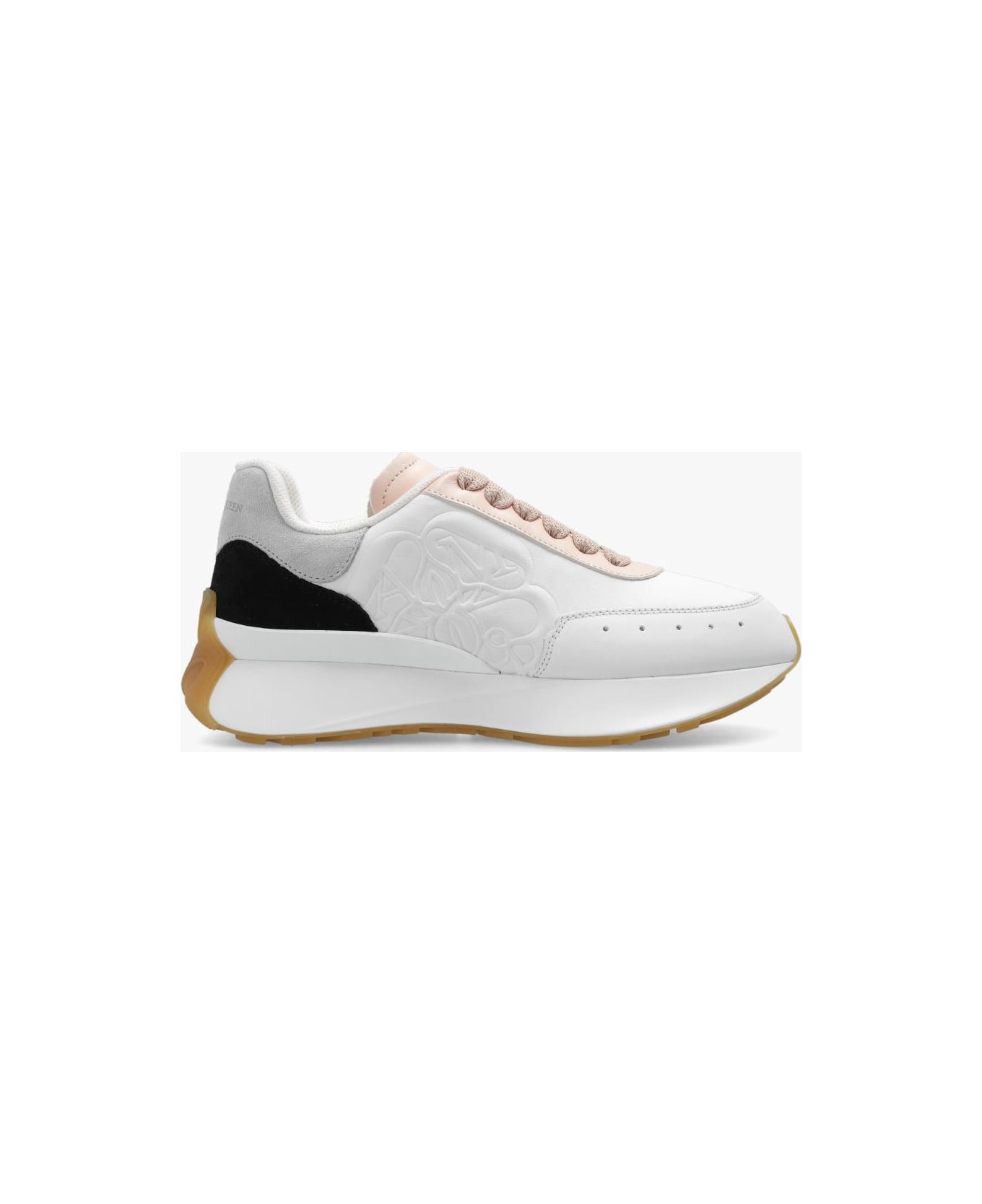 Sprint Runner Leather Trimmed Sneakers in Metallic - Alexander Mc Queen