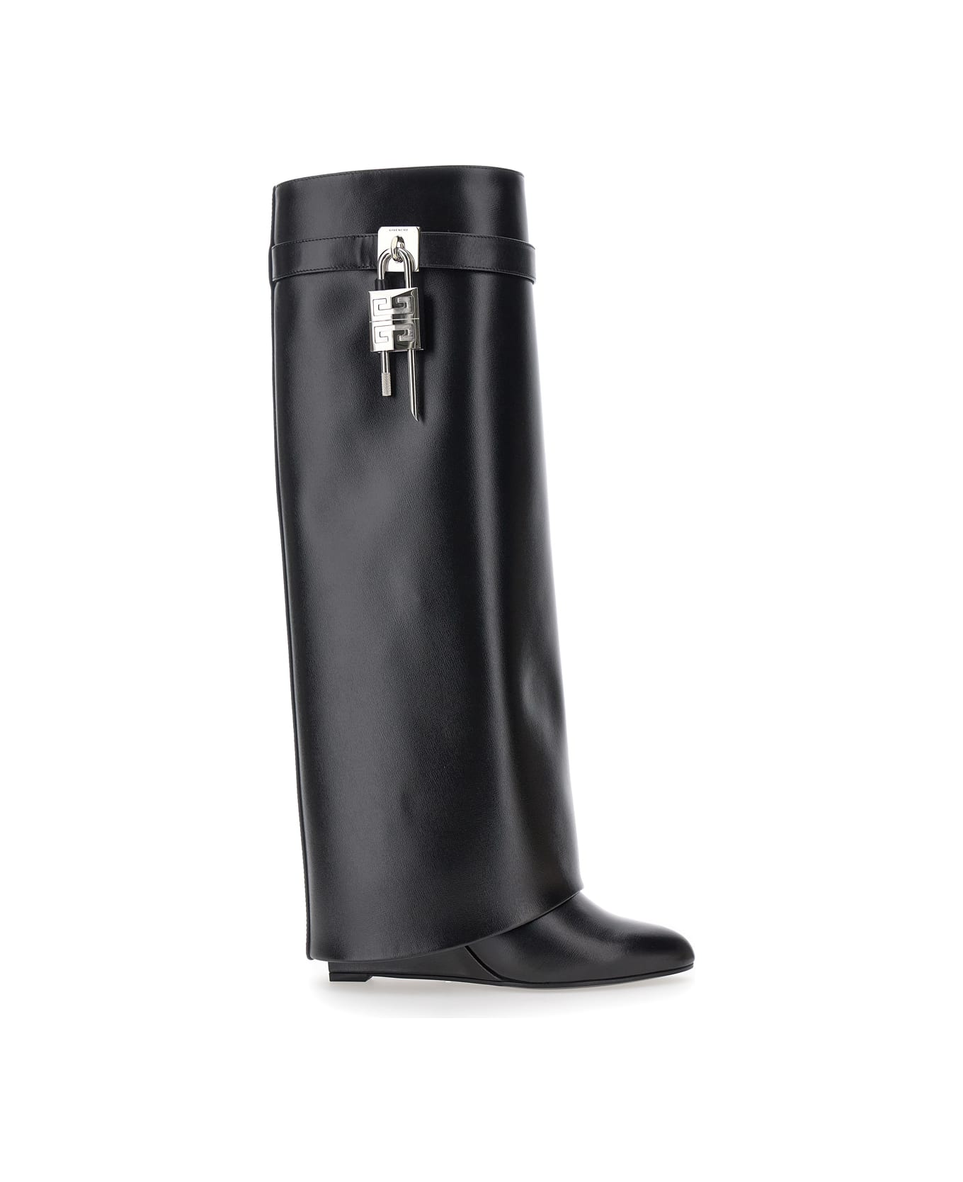 Givenchy 'shark' Black Boots With Padlock Detail And Slip-on Style In Leather Woman - Black