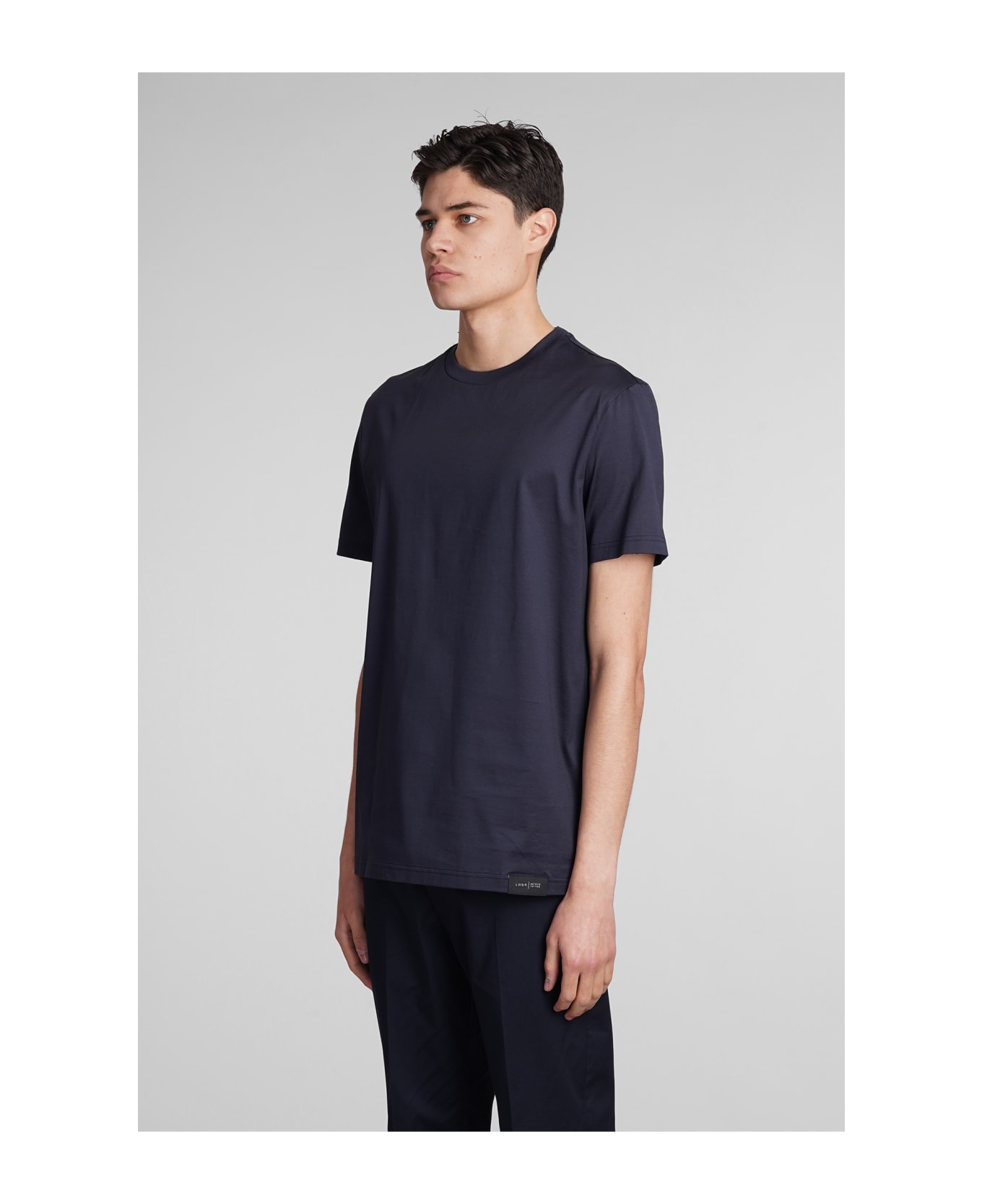 Low Brand B134 Basic T-shirt In Blue Cotton - blue