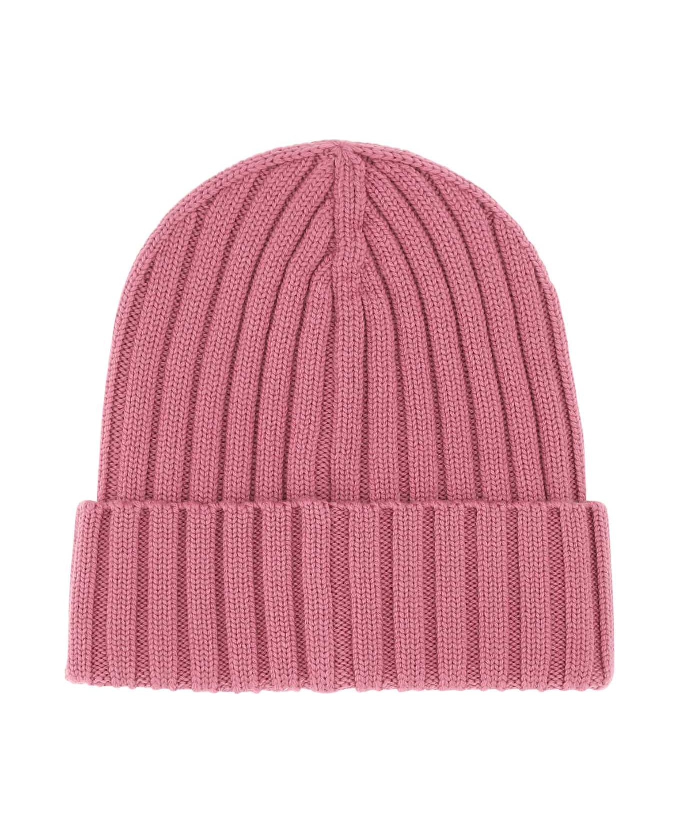 Moncler Antiqued Pink Wool Beanie Hat - PINK