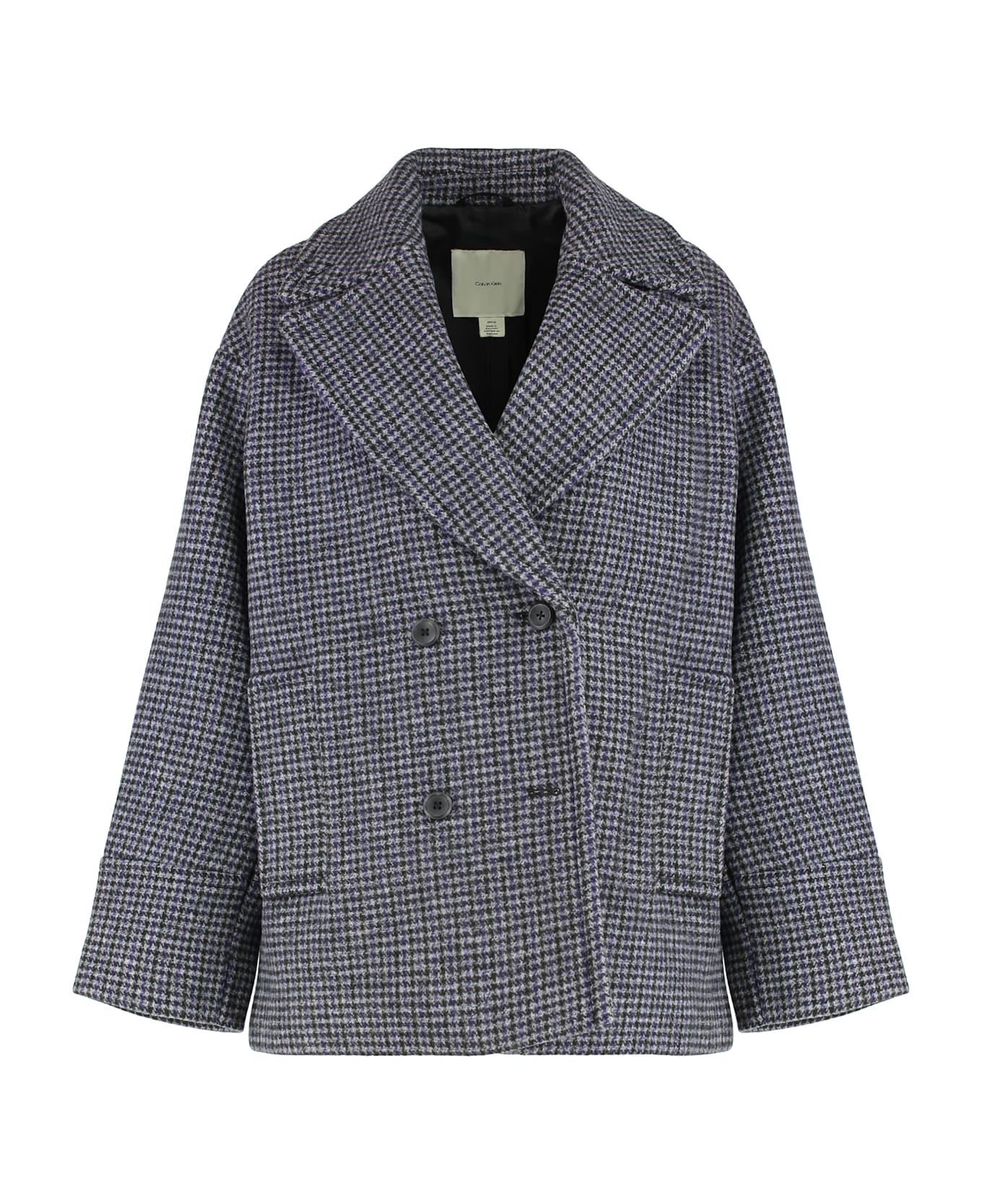 Calvin Klein Caban In Houndstooth - purple