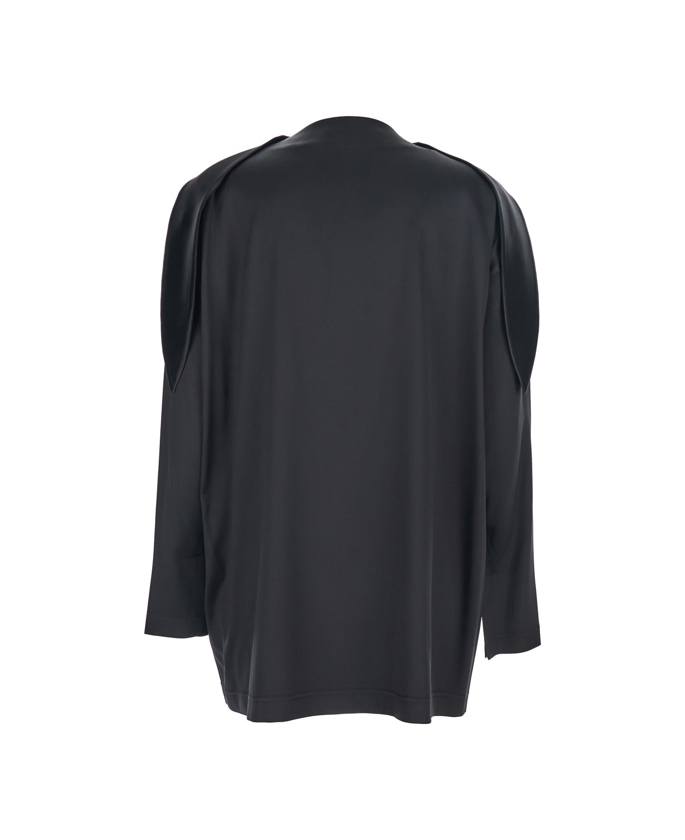 Phoebe Philo Black High Neck Top With Glossy Finish In Silk Woman - Black