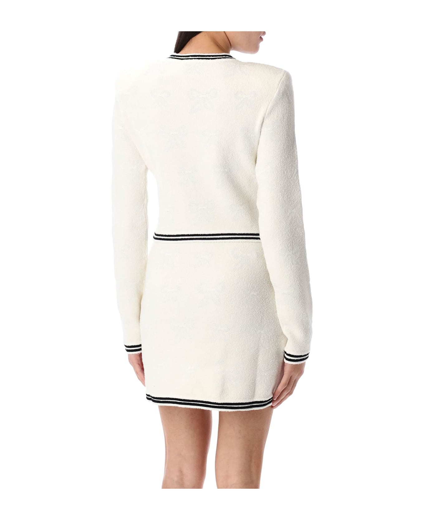 self-portrait Bow Jacquard Cardigan - CREAM