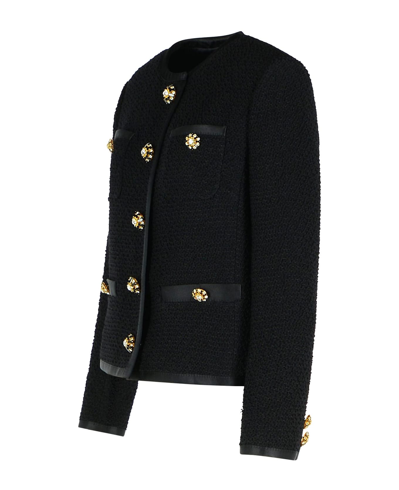 Dolce & Gabbana Black Wool Blend Jacket - MULTICOLOUR