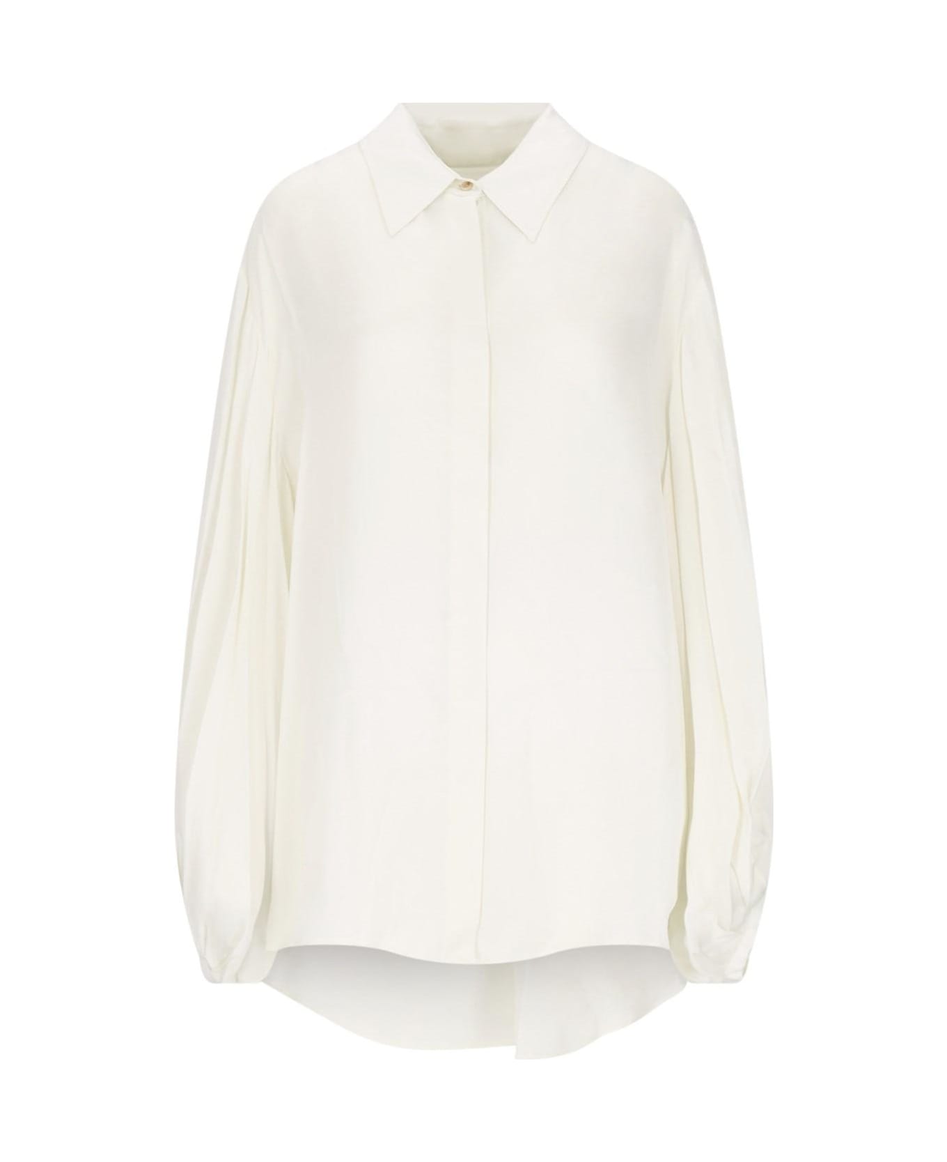 Khaite 'the Bam Top' Pleated Shirt - Cream