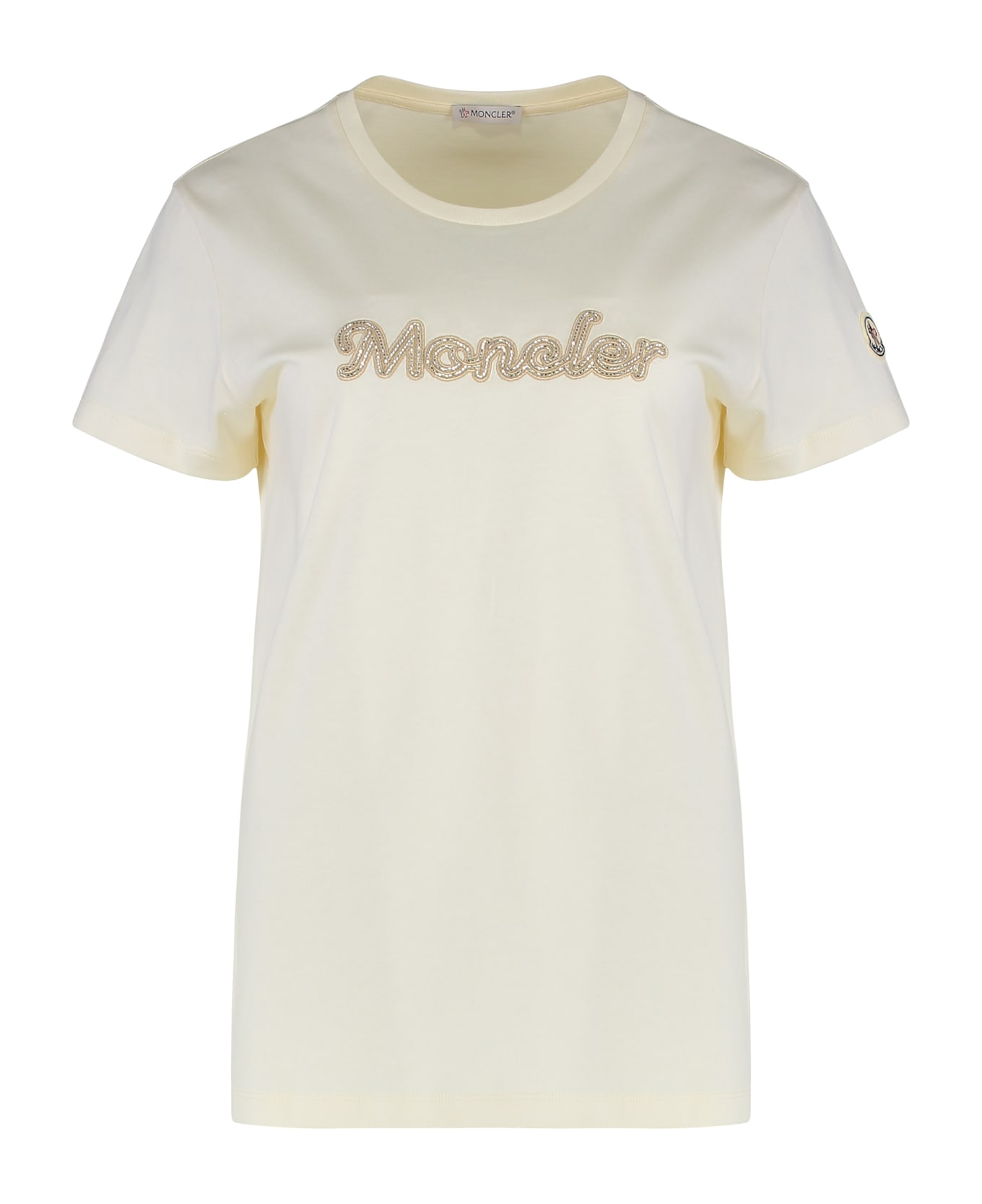 Moncler Logo Print T-shirt - panna
