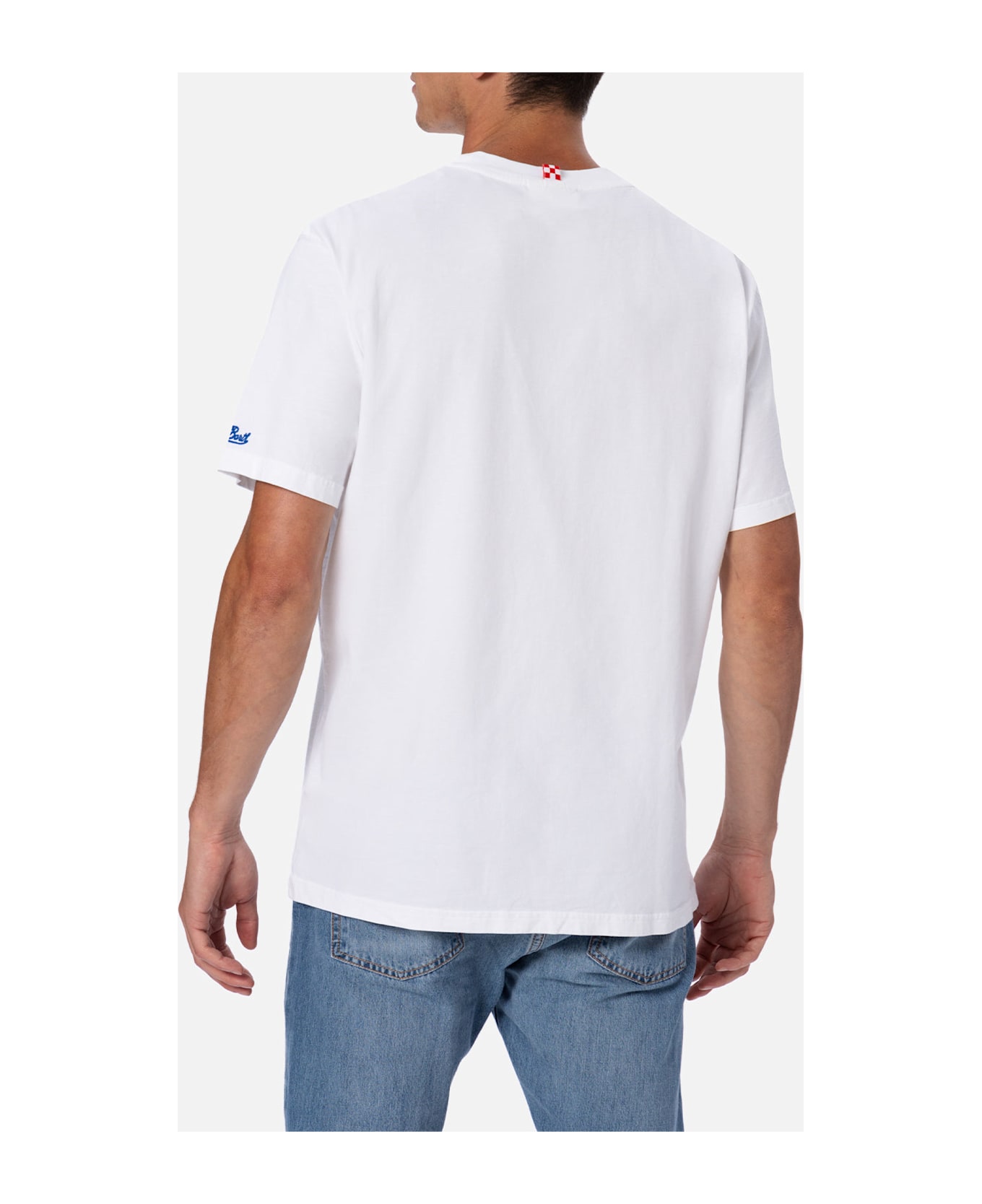 MC2 Saint Barth Man Cotton T-shirt Austin With Estathé Embroidery | Estathe
 Special Edition - WHITE