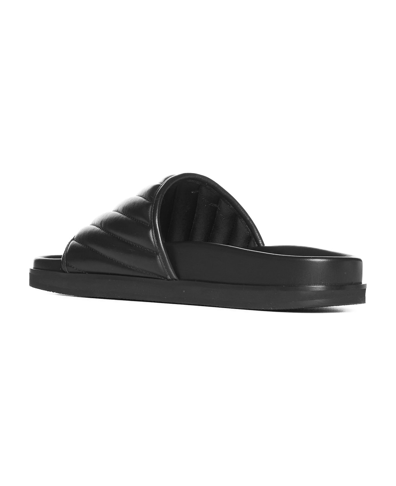 Off-White Duffle Leather Slides - BLACK BLACK (Black)
