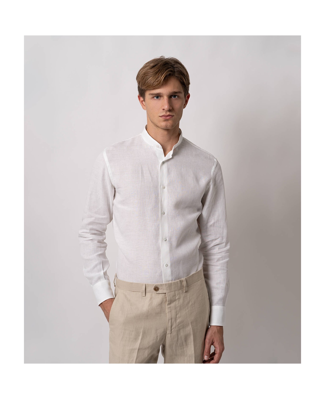Larusmiani Casual Linen Shirt Kensington T-Shirt - White