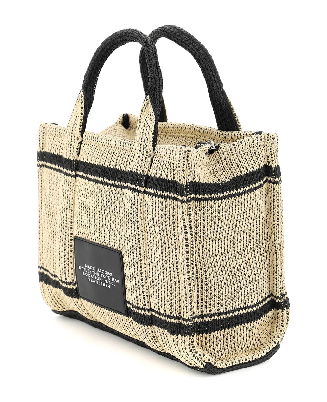 Marc Jacobs 'the Straw Jacquard Medium Tote Bag' - NATURAL (Black)