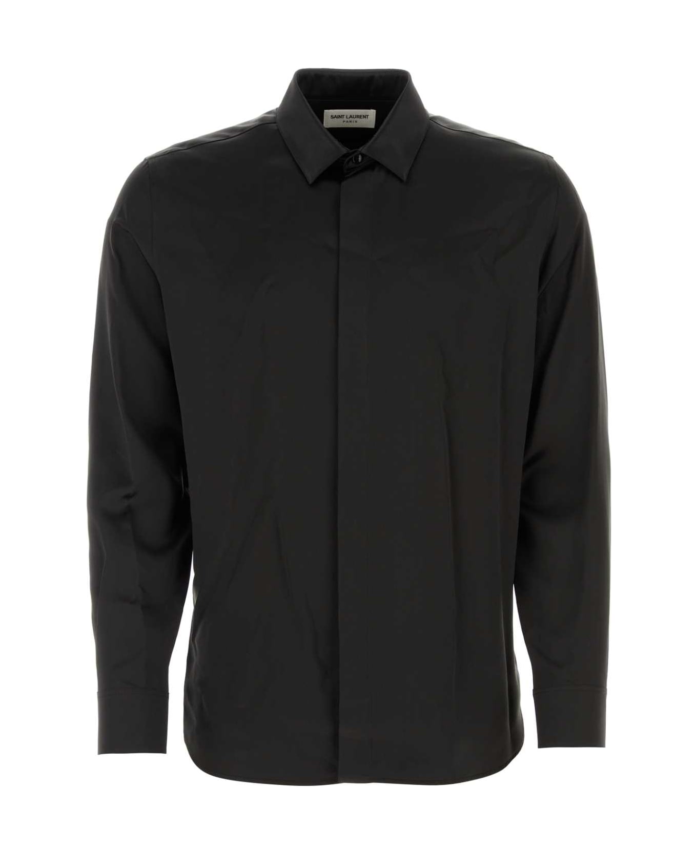 Saint Laurent Black Satin Shirt - NOIR