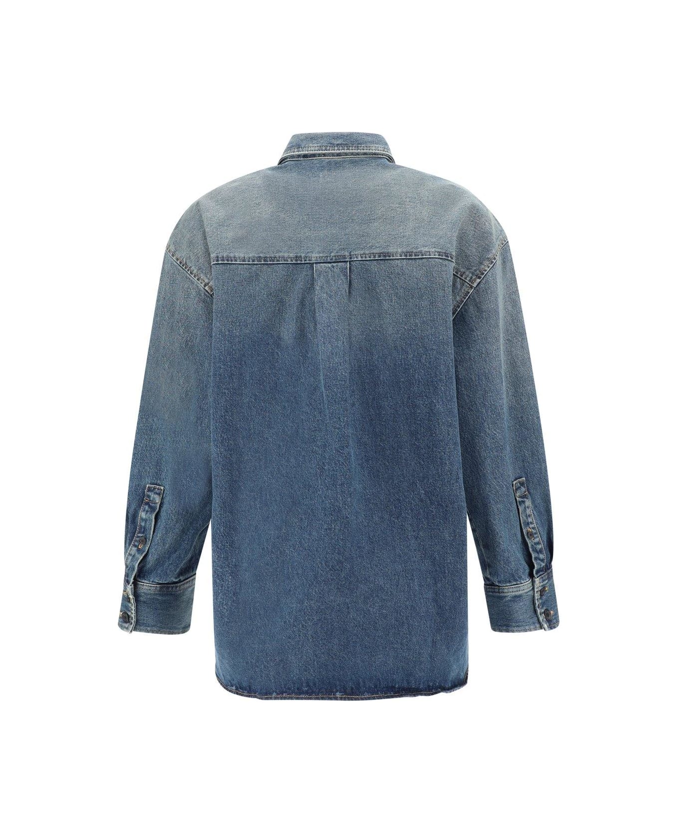 Khaite Long Sleeved Buttoned Overshirt - Blue