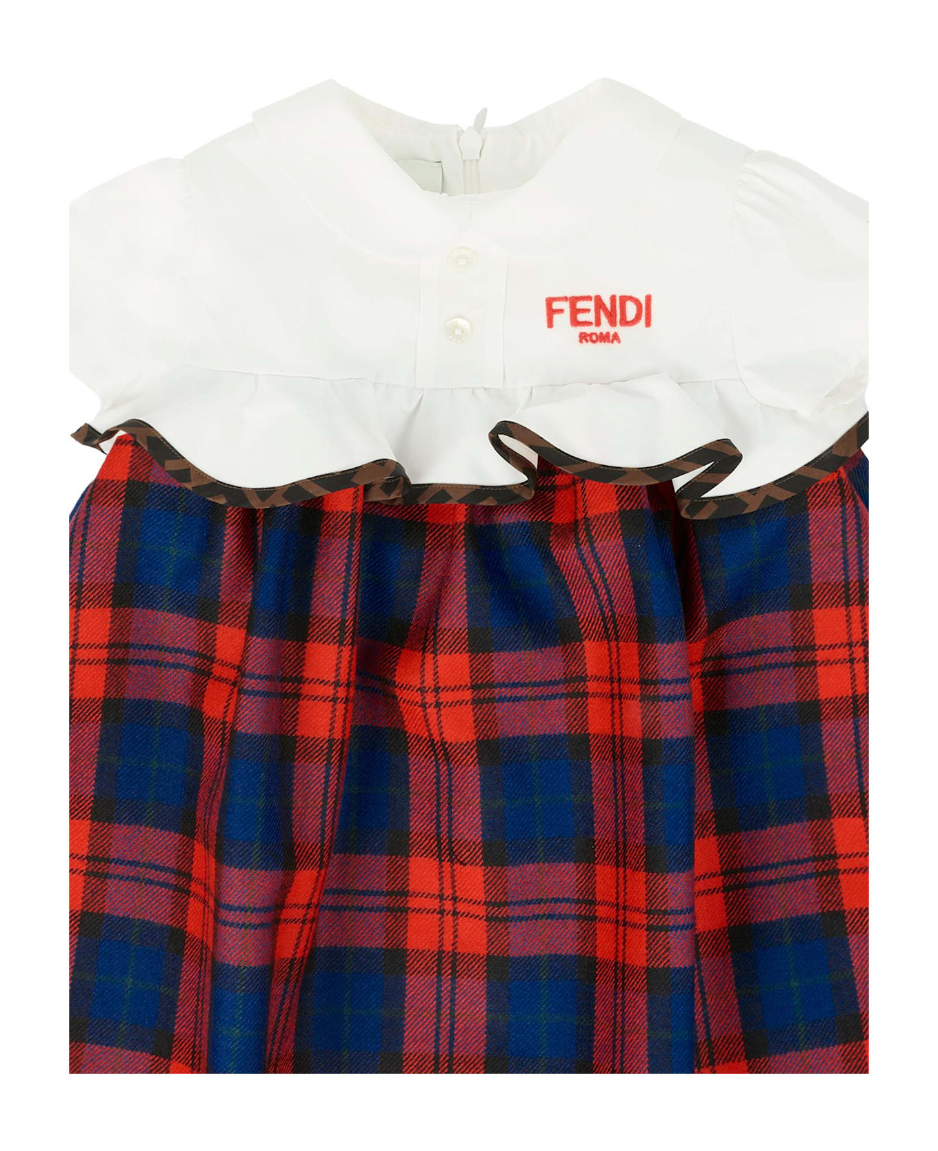Fendi Red Dress For Baby Girl With Logo - Red