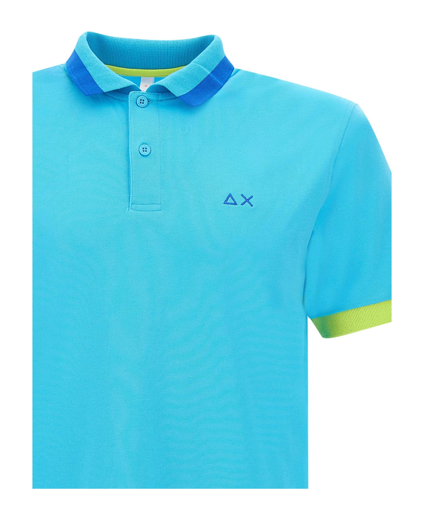 Sun 68 "big Stripe" Cotton Polo Shirt - LIGHT BLUE