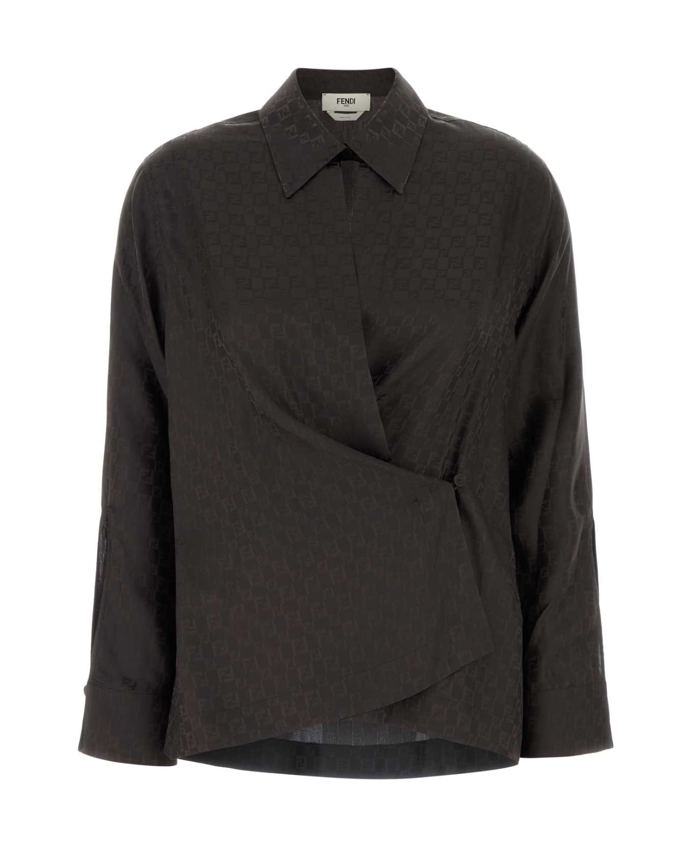 Fendi Brown Jacquard Shirt - DARK BROWN-25
